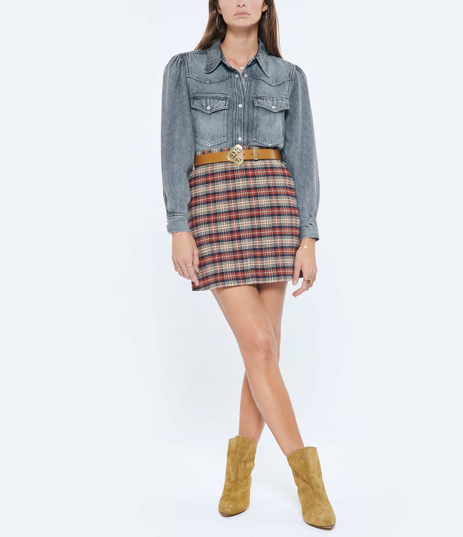 Brown Checked Skirt