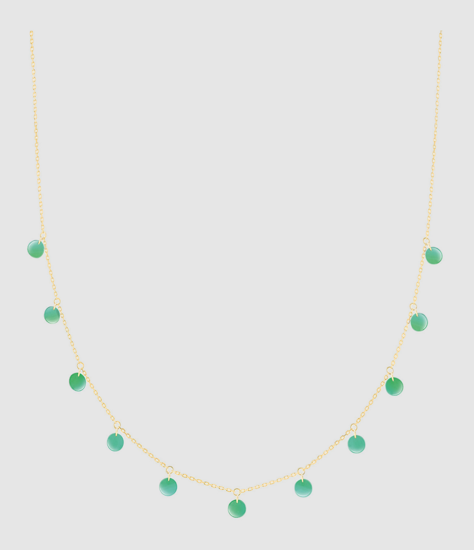 Green Onyx Polka Dot Necklace in Yellow Gold