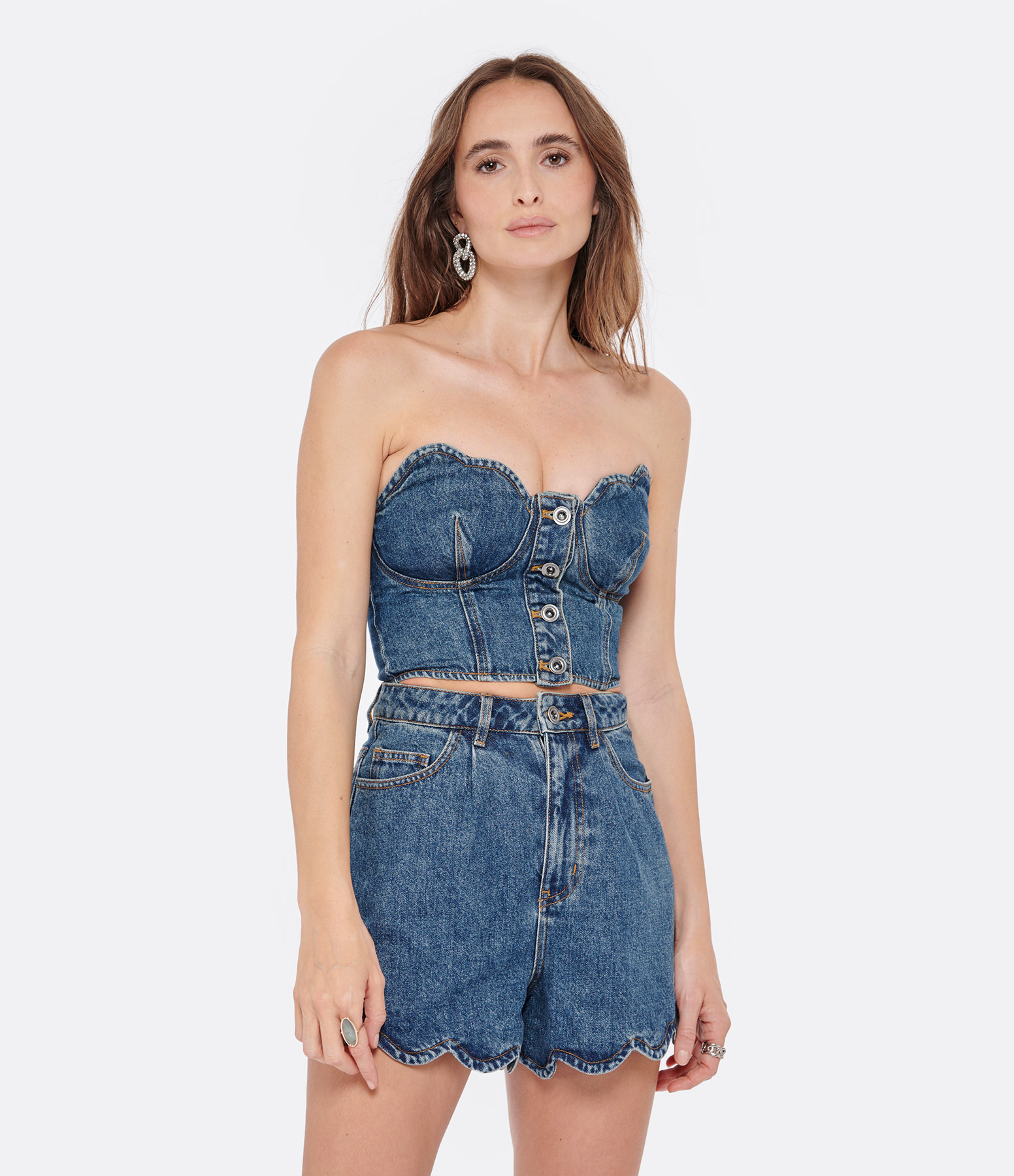 Blue Denim Bustier Top