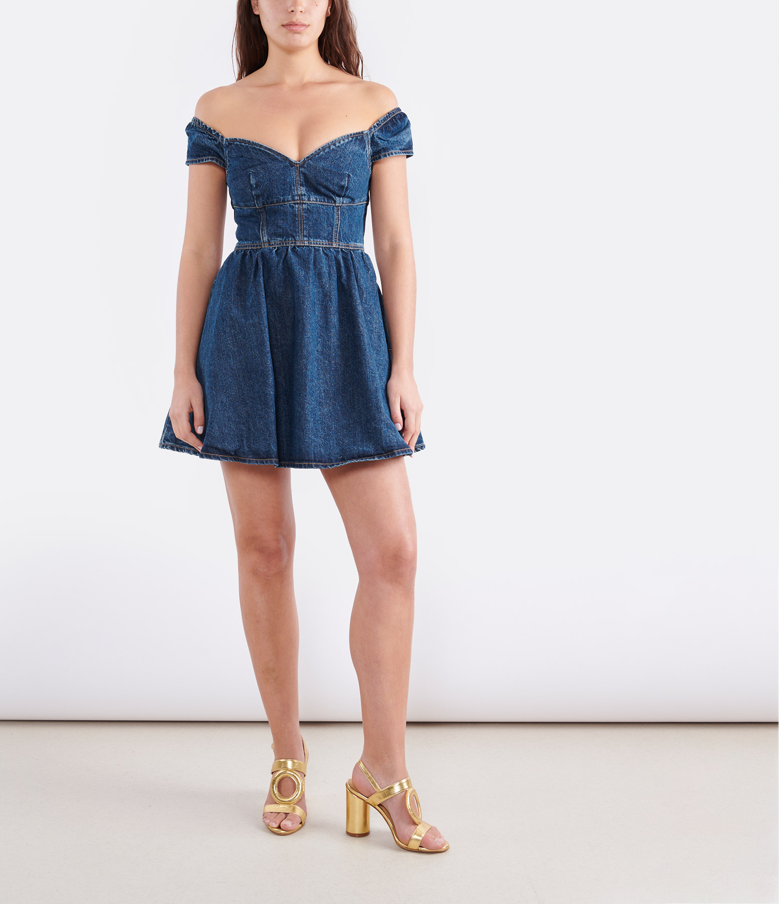 Short Sweetheart Denim Cotton Dress