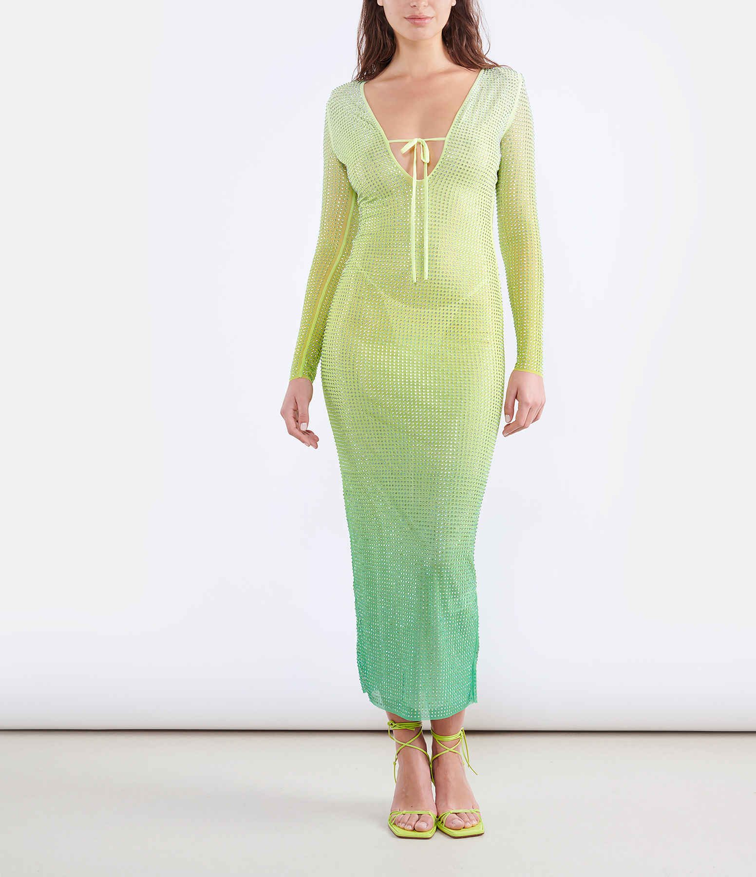 Green Mesh Maxi Dress