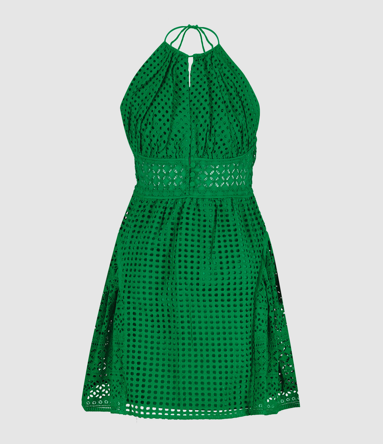 Green Cotton Anglaise Embroidery Dress