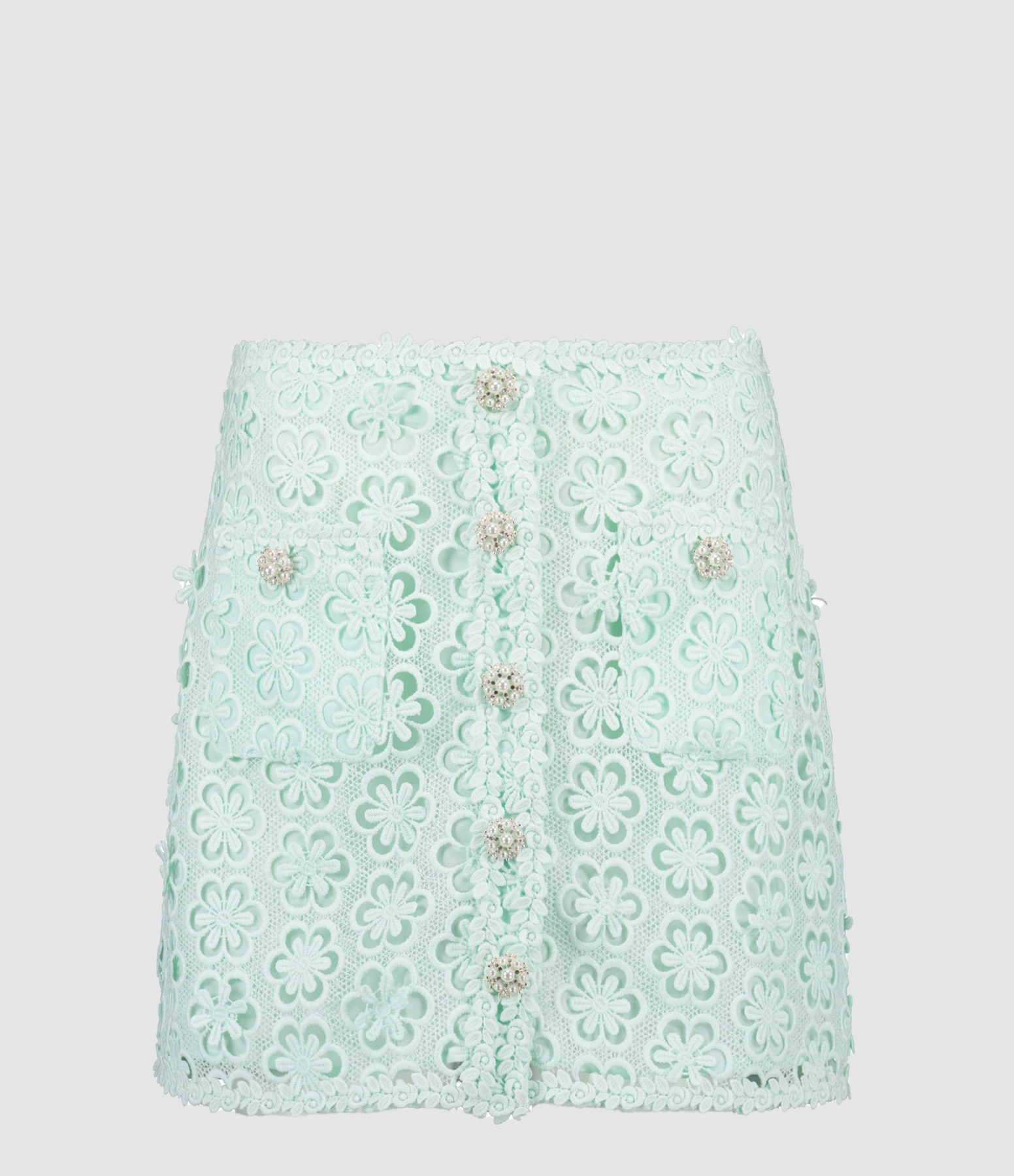 Blue Daisy Lace Mini Skirt