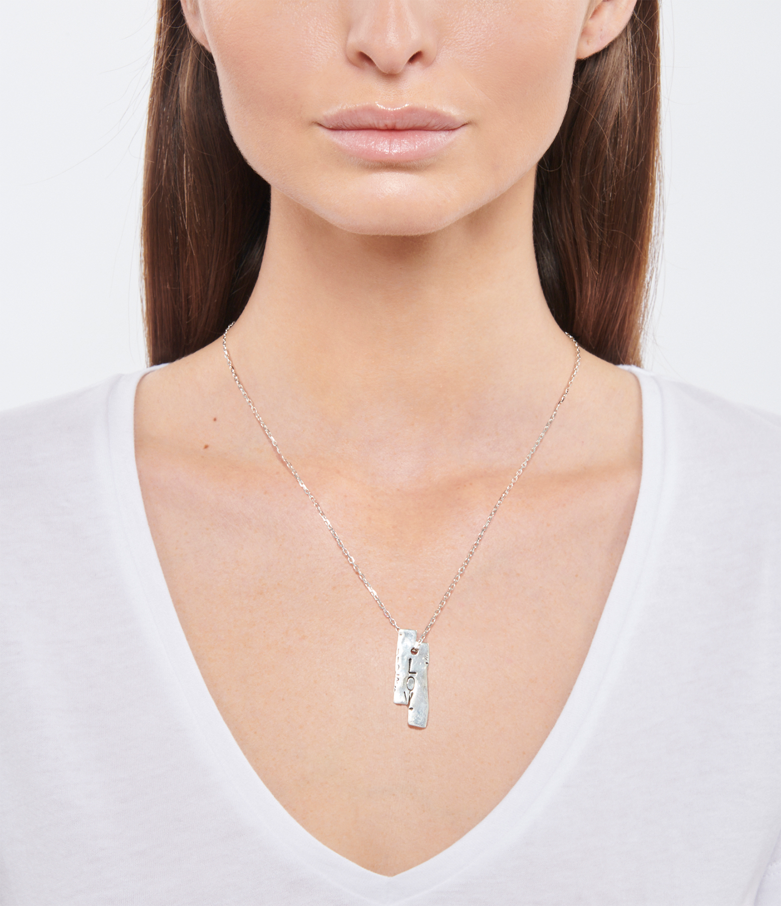 Hammered Silver 'Love' Necklace
