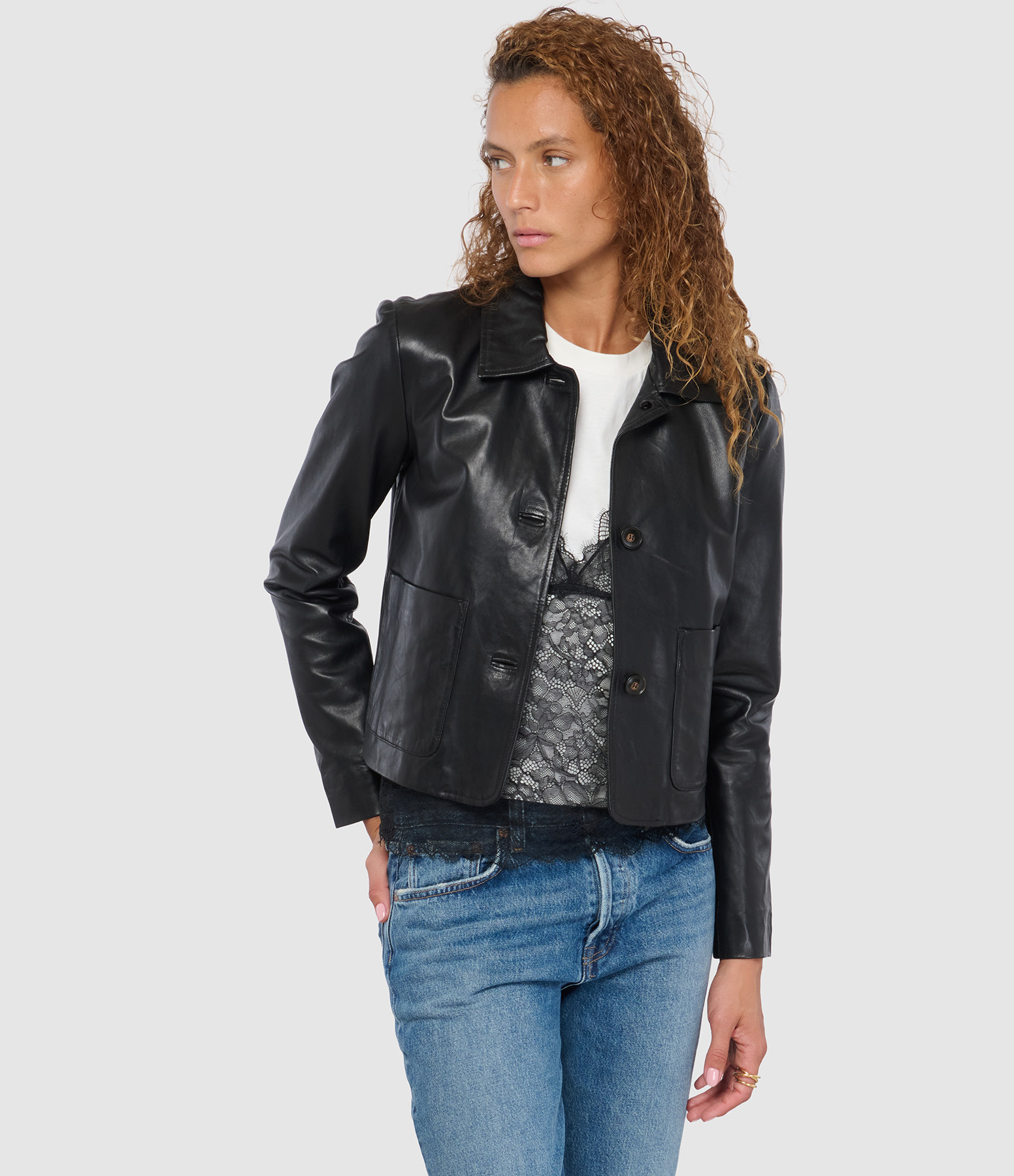 Elina Black Leather Jacket