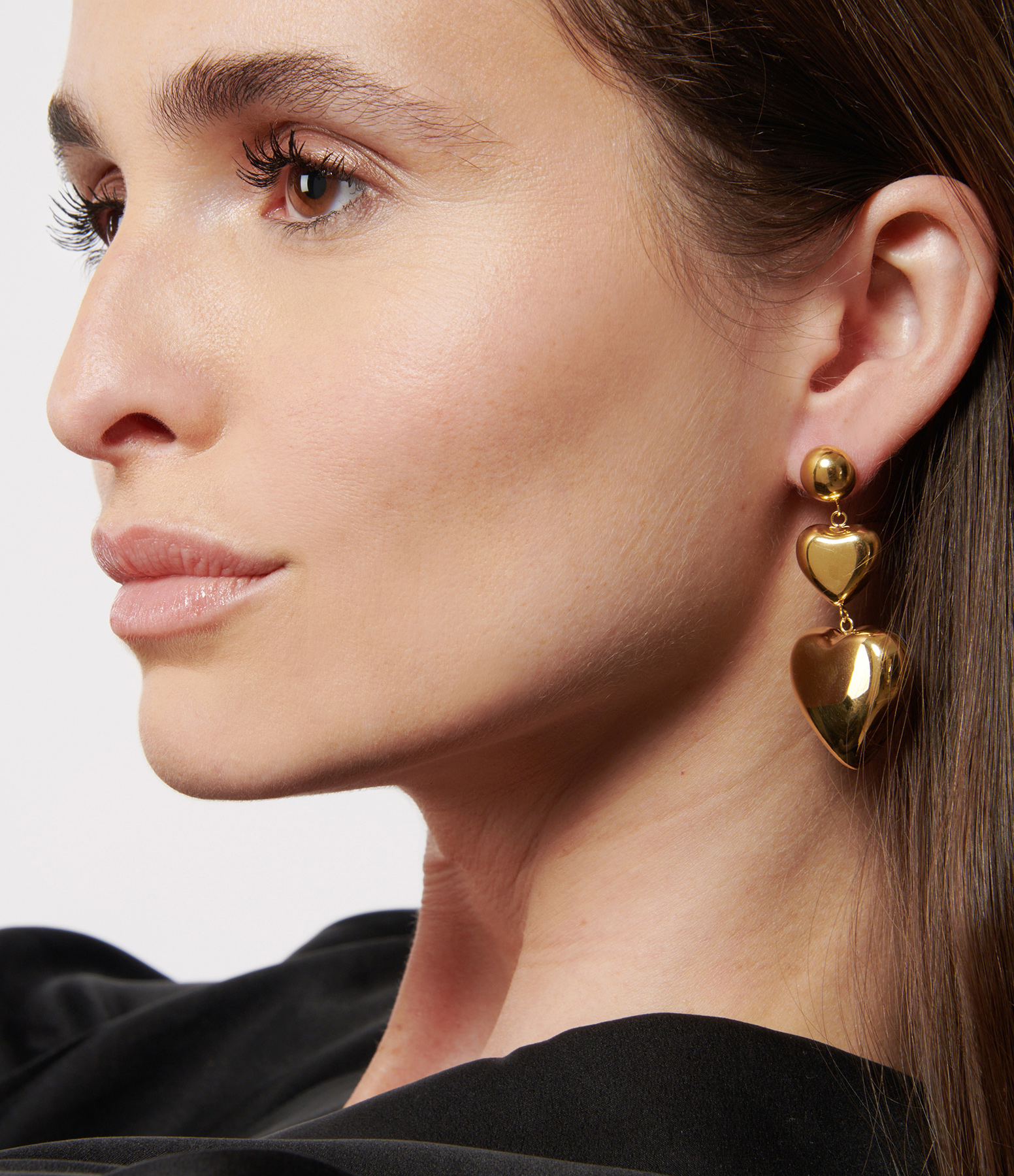 Gold Heart Dangle Earrings