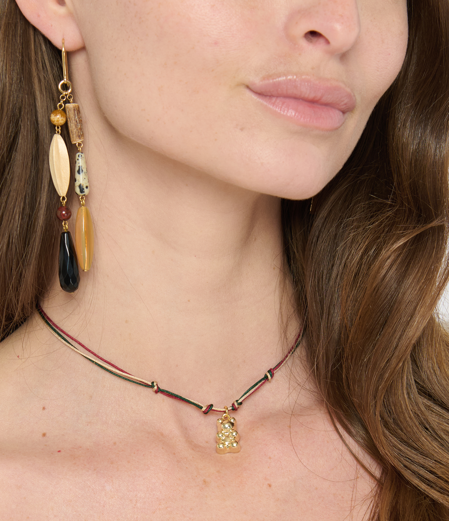 Bordeaux Gold Bear Necklace