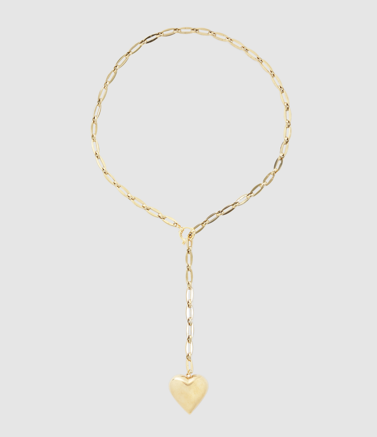 Lovely Gold-Plated Silver Heart Long Necklace