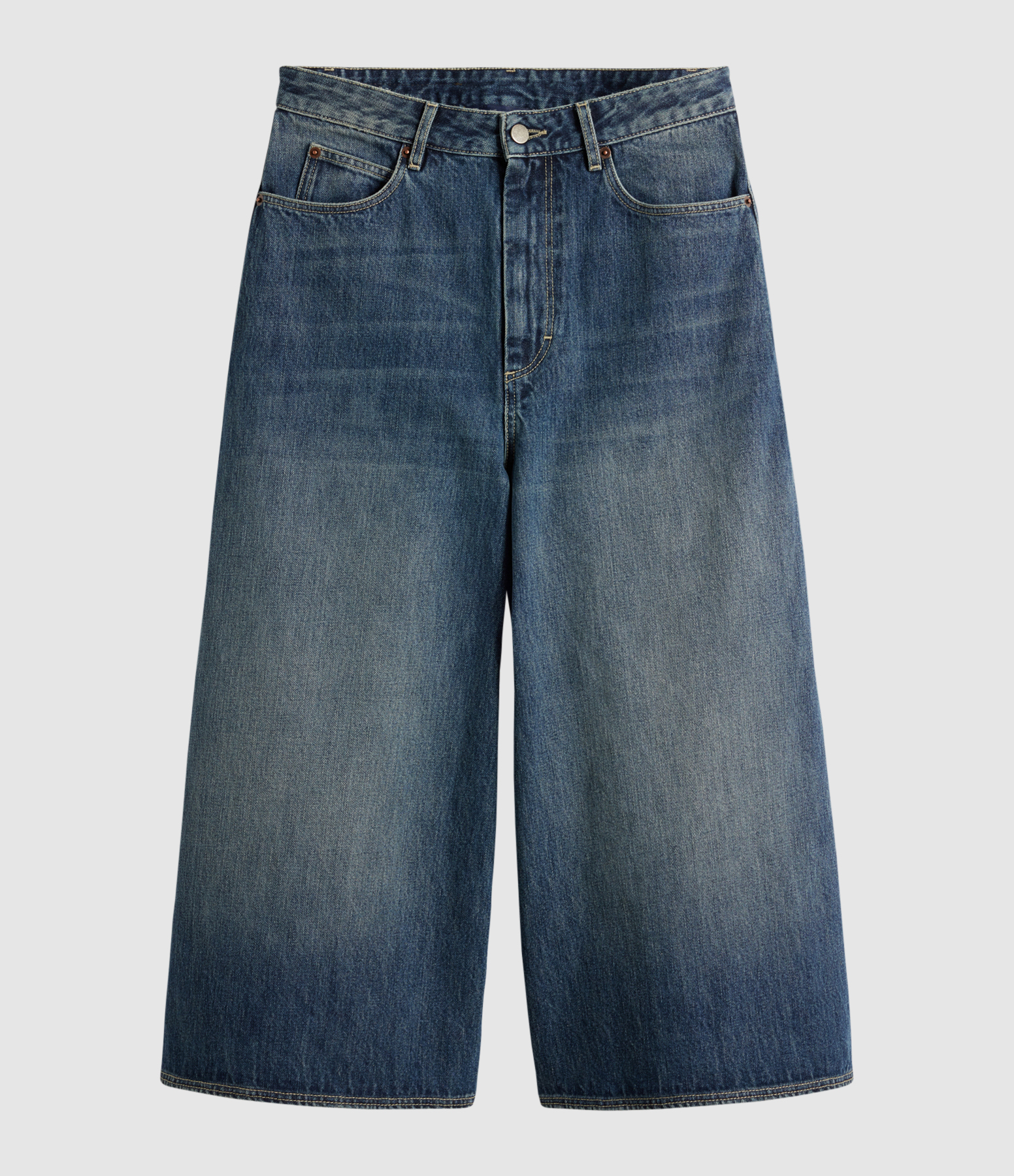 Joyce Denim Bermuda Shorts in Blue, Faded