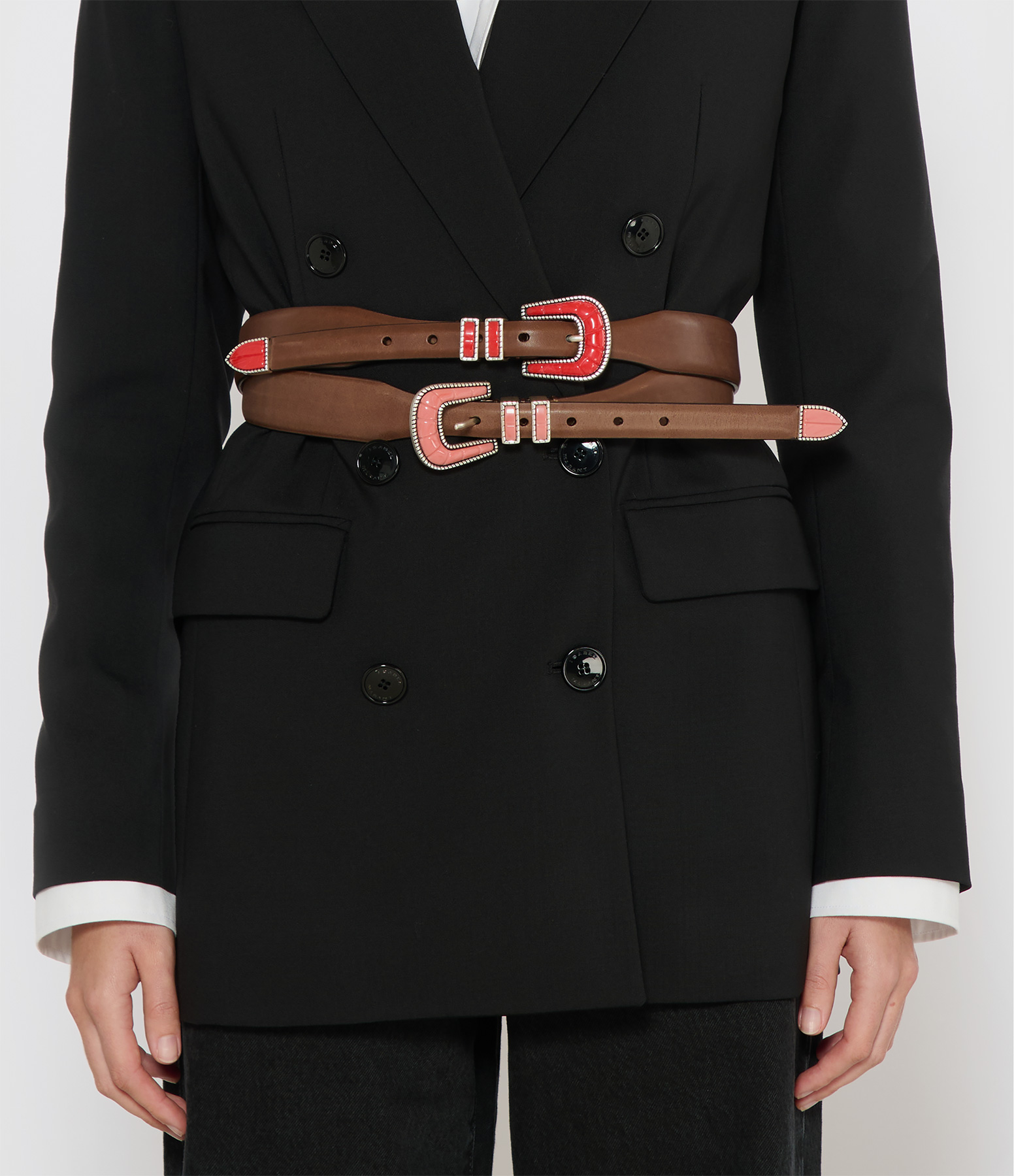 Crazy Color Silver Red Brown Vintage Belt