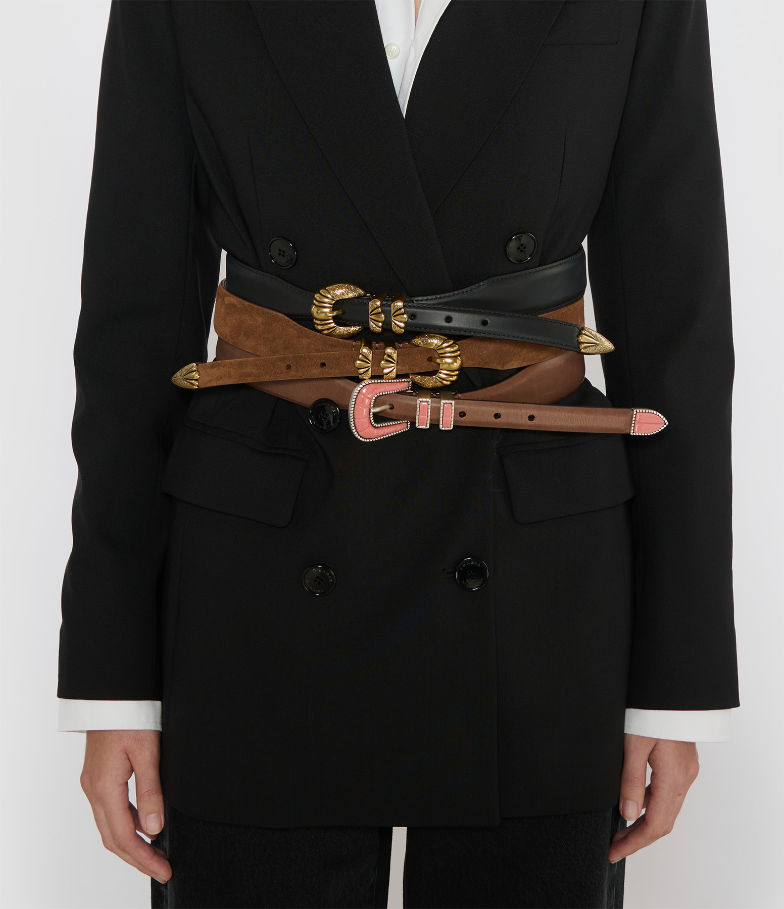 Versailles Gold Black Calfskin Belt