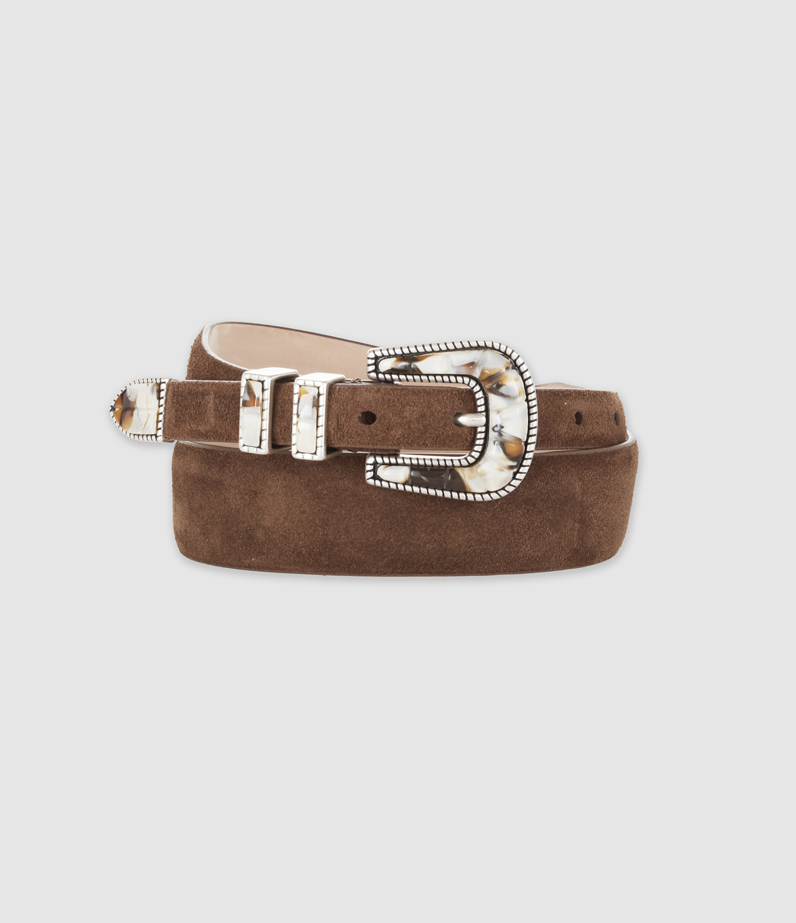 Crazy Colour Silver and Brown Shades Brown Suede Belt