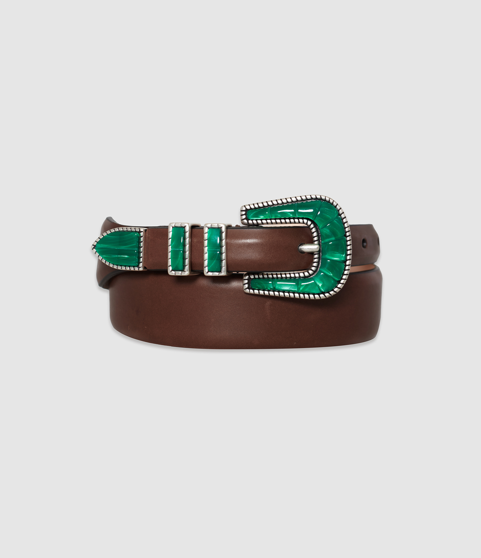 Crazy Colour Silver, Green and Brown Vintage Belt