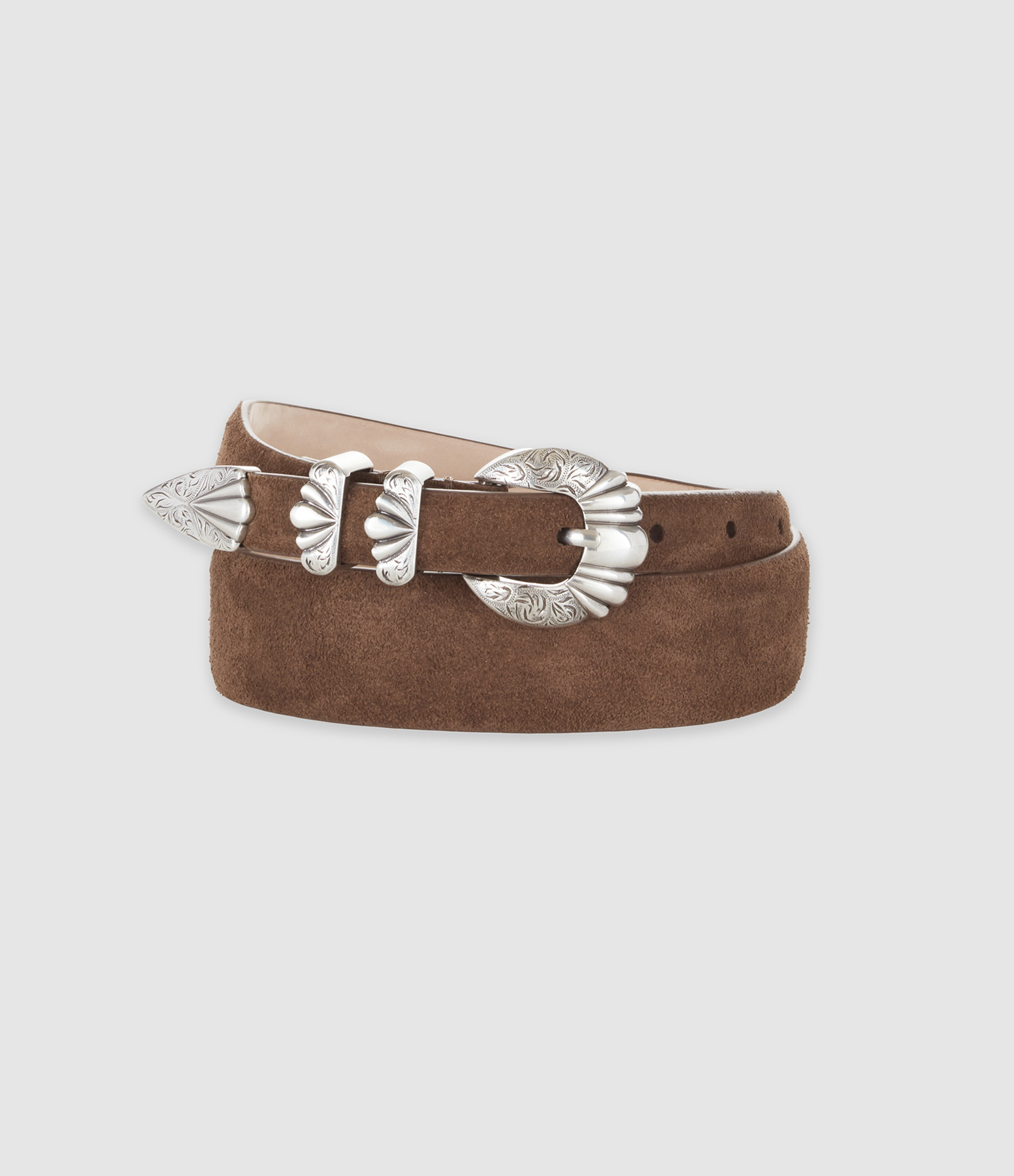 Versailles Silver Brown Suede Belt