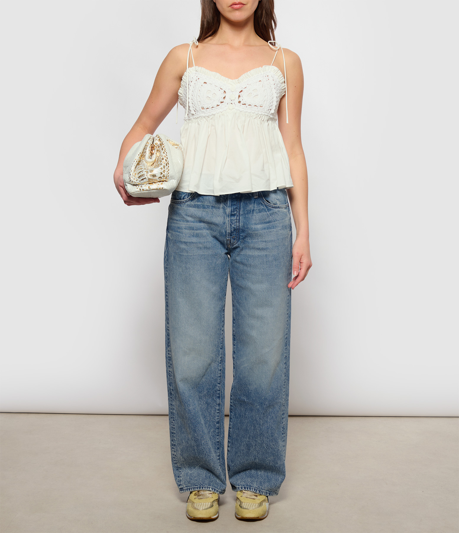 Uniq Big Python White & Gold Bag