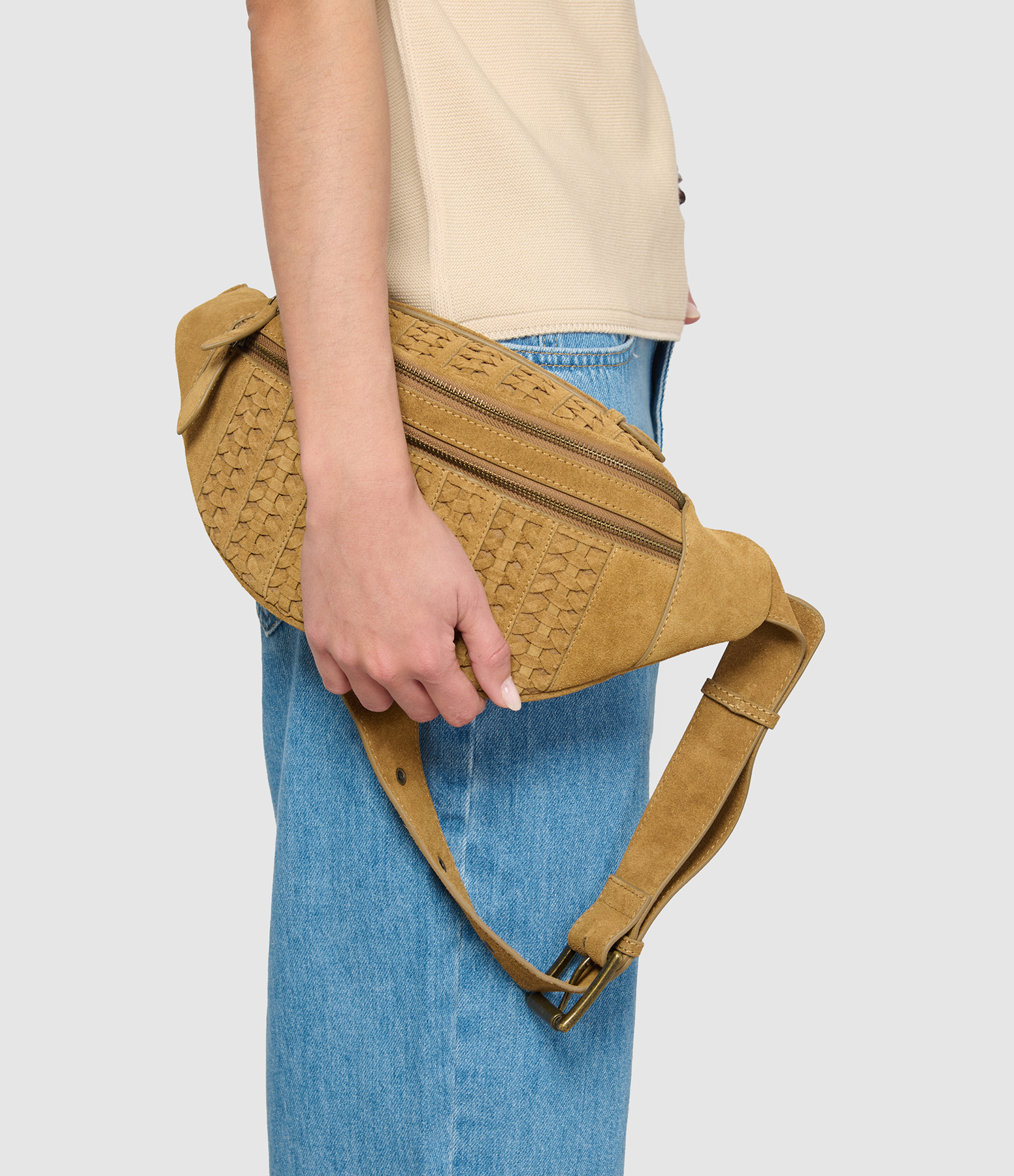 Mike Braided Nubuck Waist Bag – Tobacco