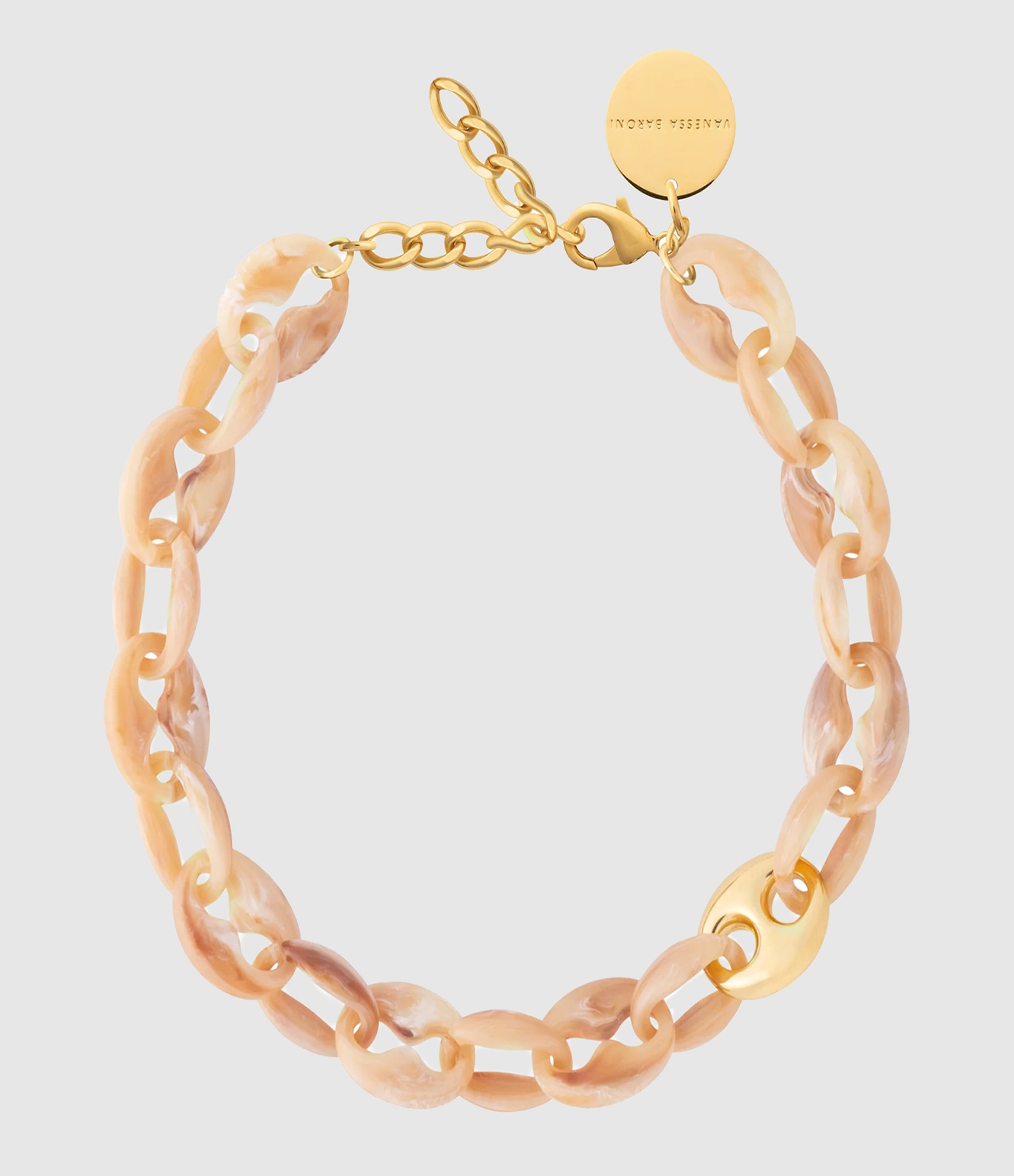 Short Necklace – Small Turtle, Crème Brûlée Marble