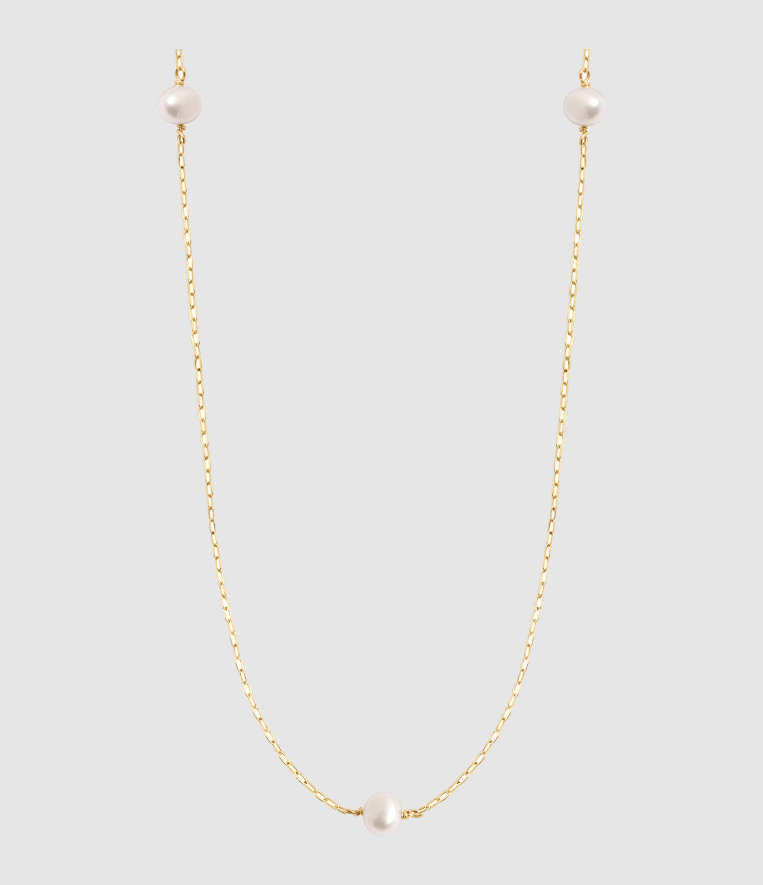 Massilia Long Necklace with Freshwater Pearls in Yellow Gold