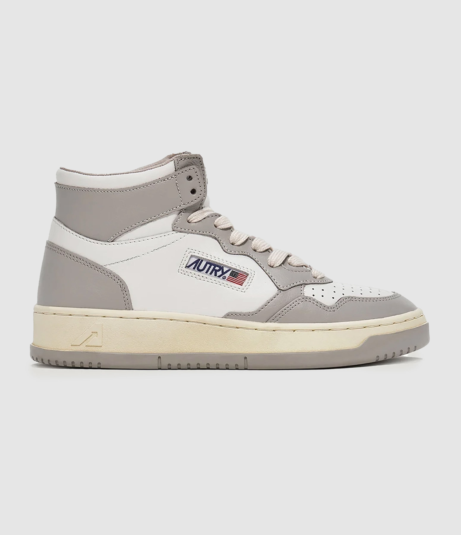 Medalist Mid Leather Trainers – White, Grey
