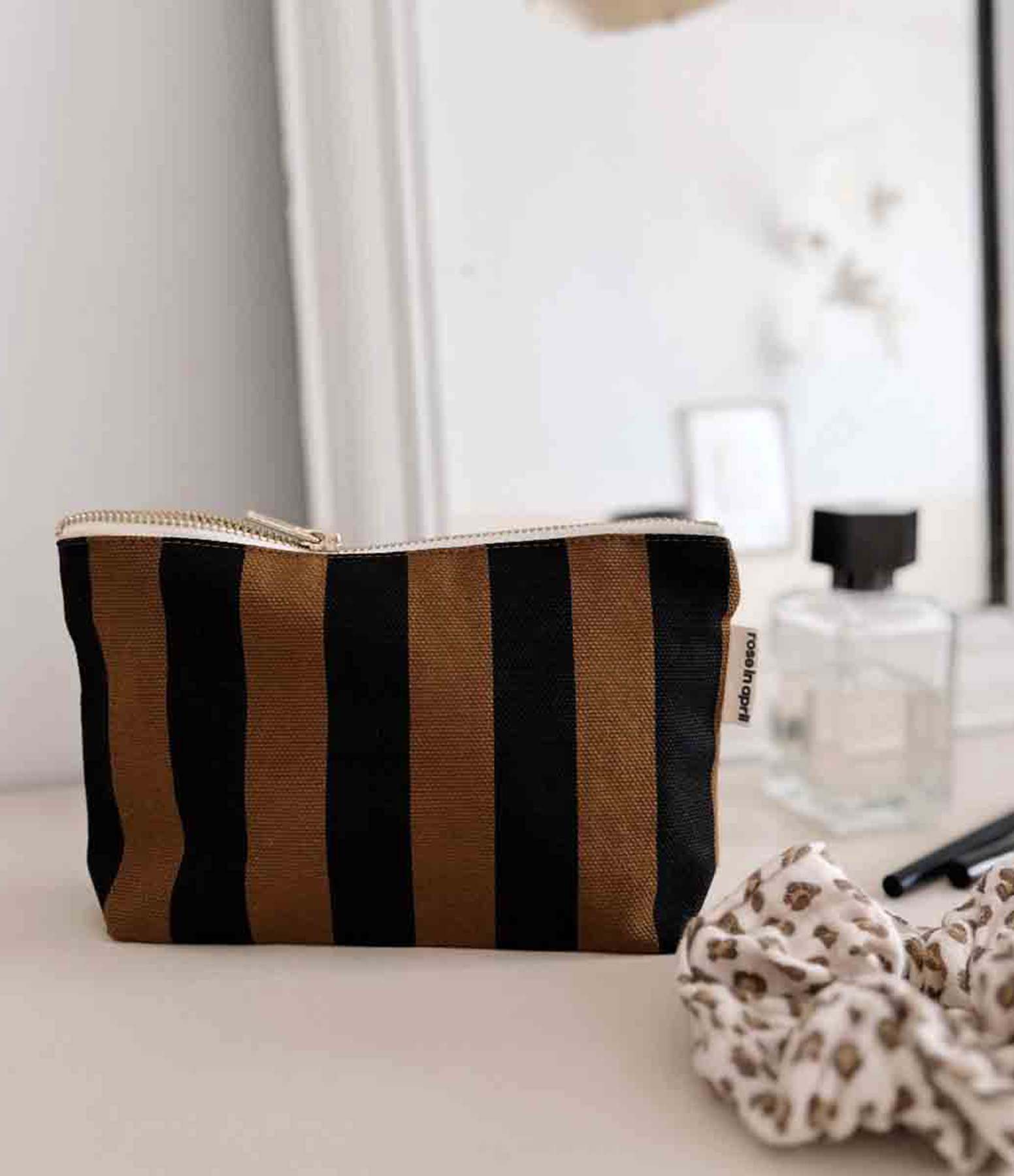 Sofia Striped Cumin Black Pencil Case
