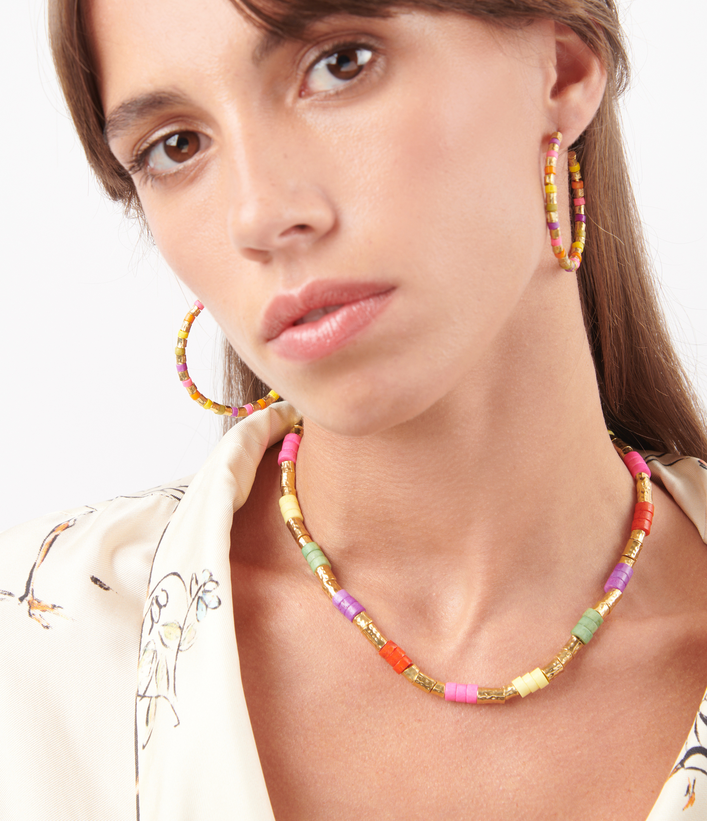 Multicoloured Tribal Colour-Block Necklace