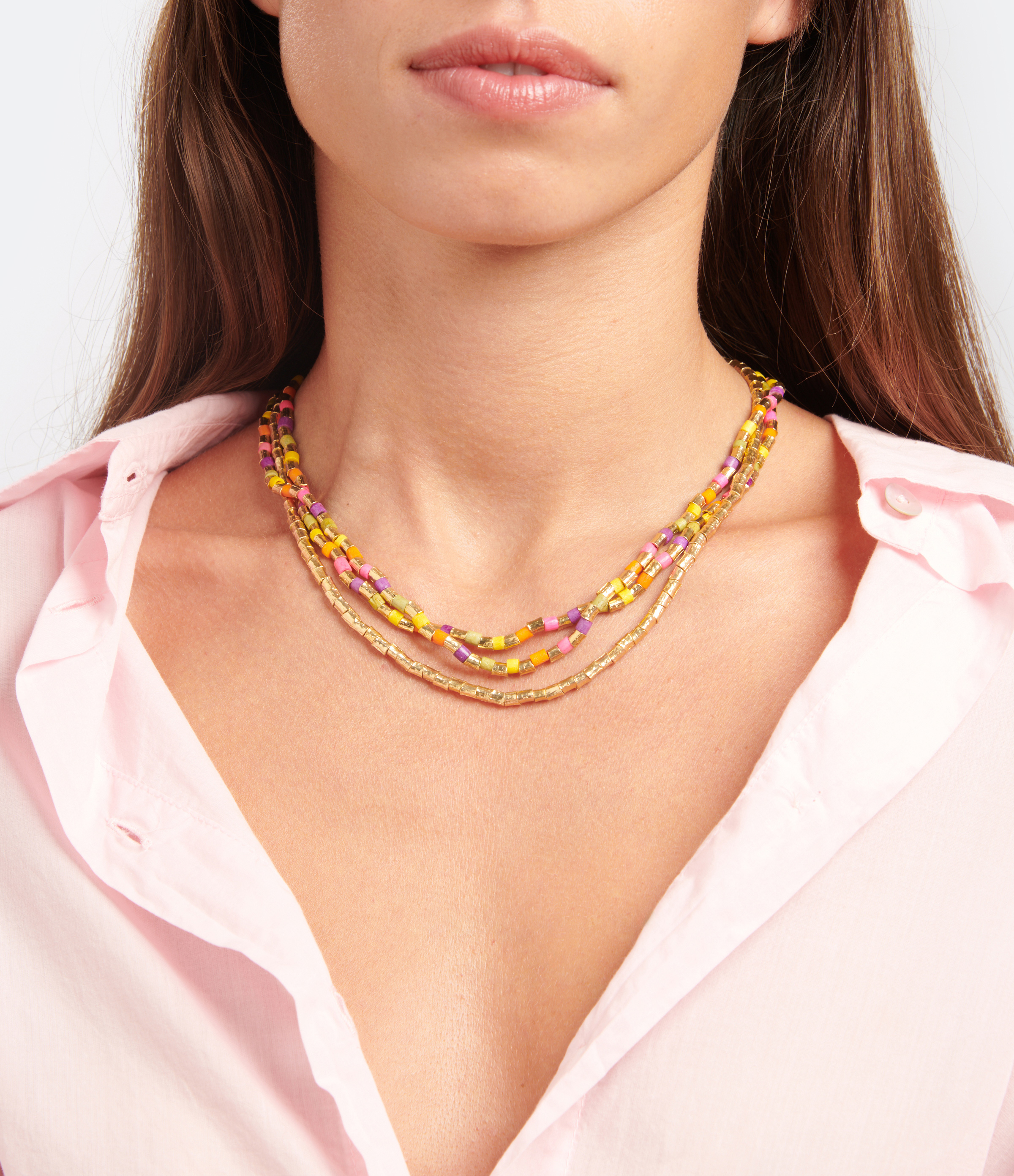 Multicoloured Tribal Colour-Block Necklace