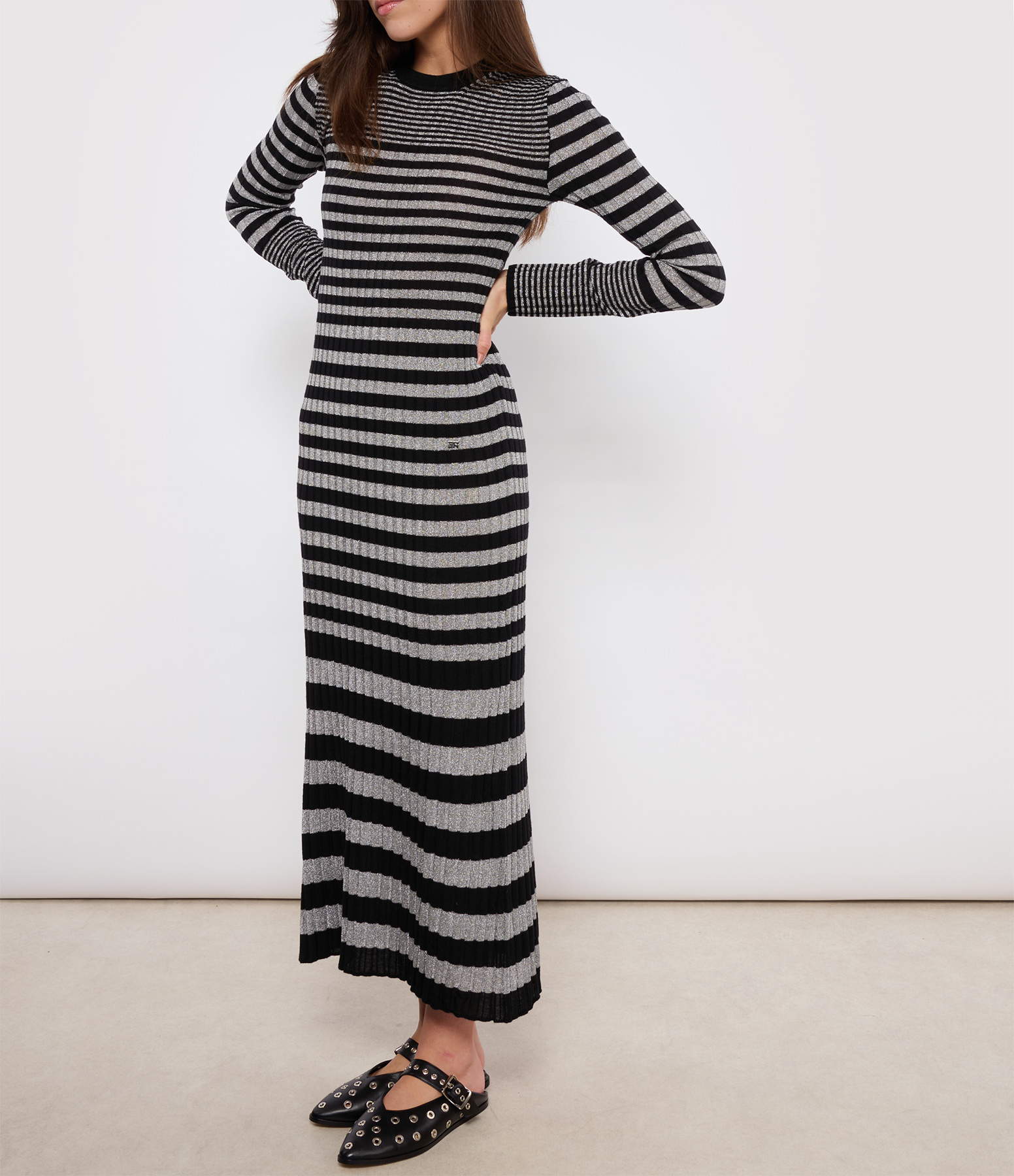 Black and Silver Striped Dress