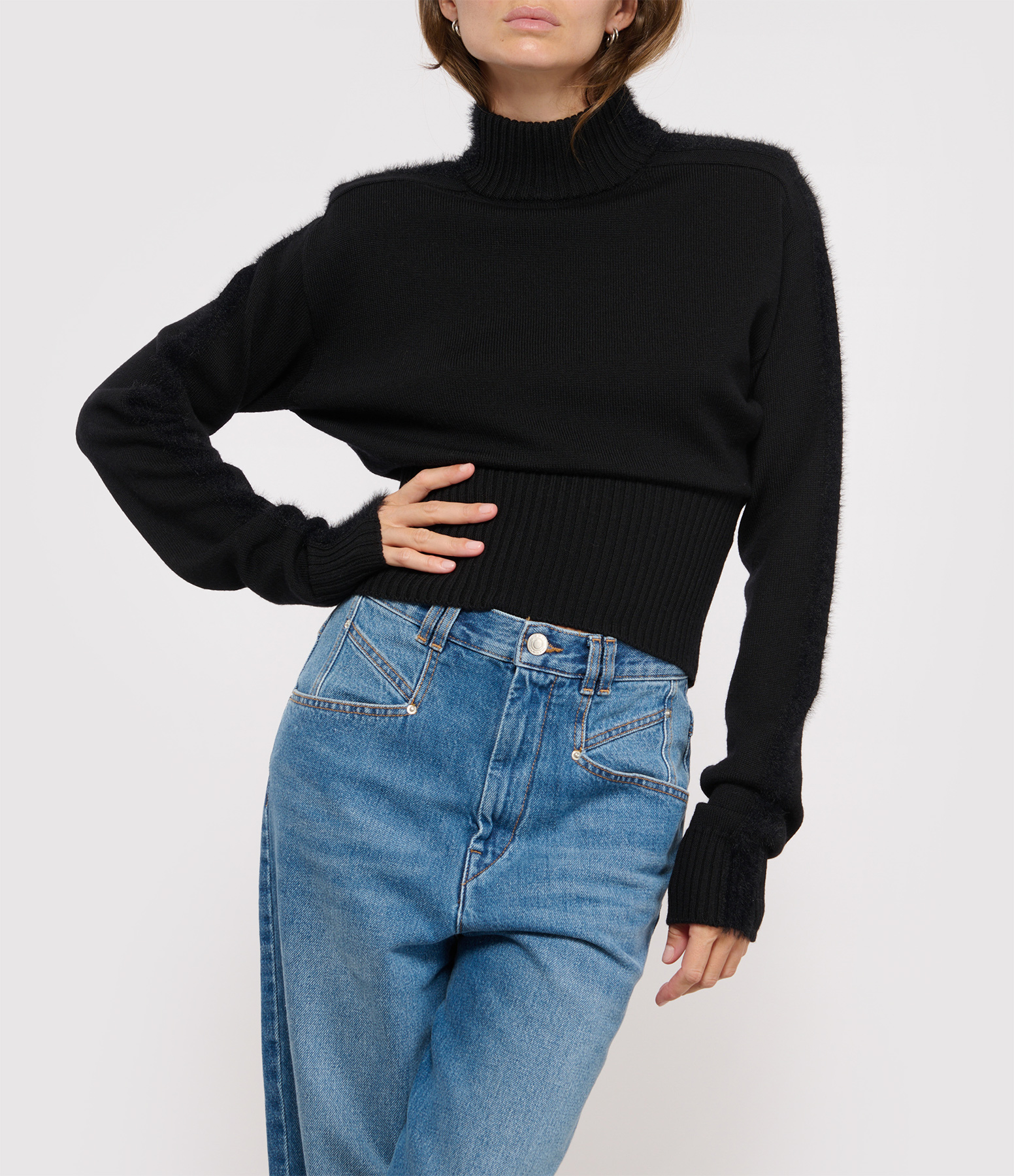 Holiday Black Wool Turtleneck/Tubular Neck Jumper