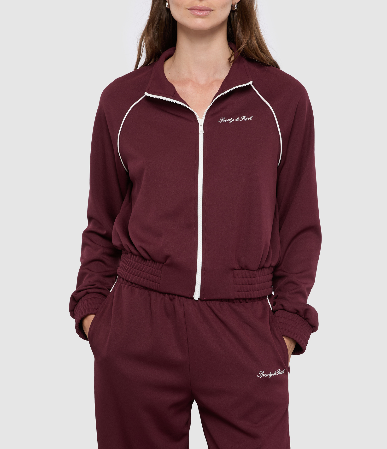 Signature Logo Retro Jacket – Bordeaux and White