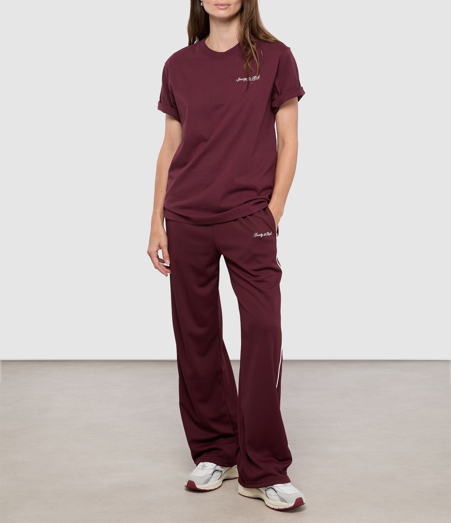 Retro Bordeaux and White Signature Logo Jogging Top