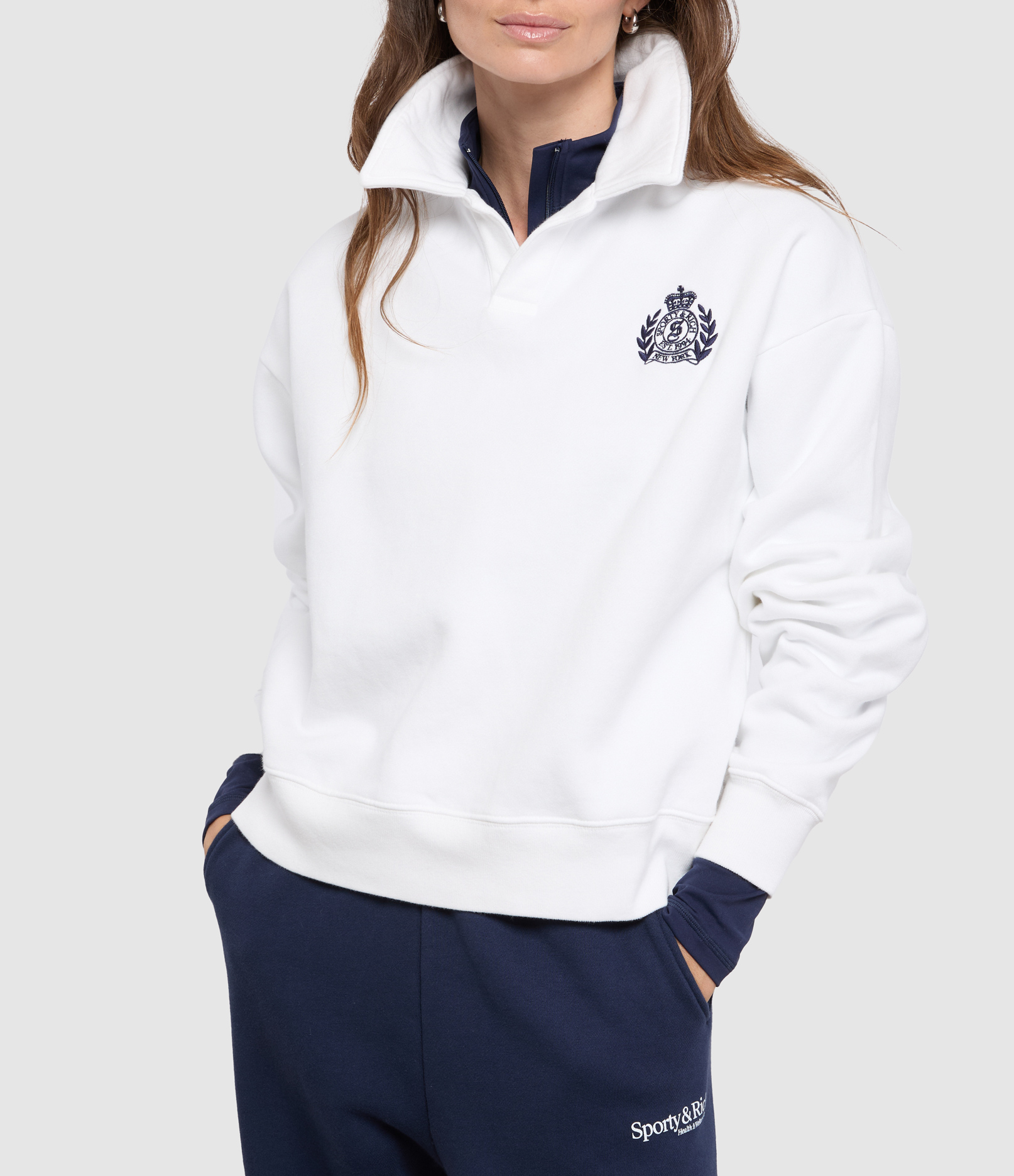 Ny Crest Embroidered White Polo Shirt