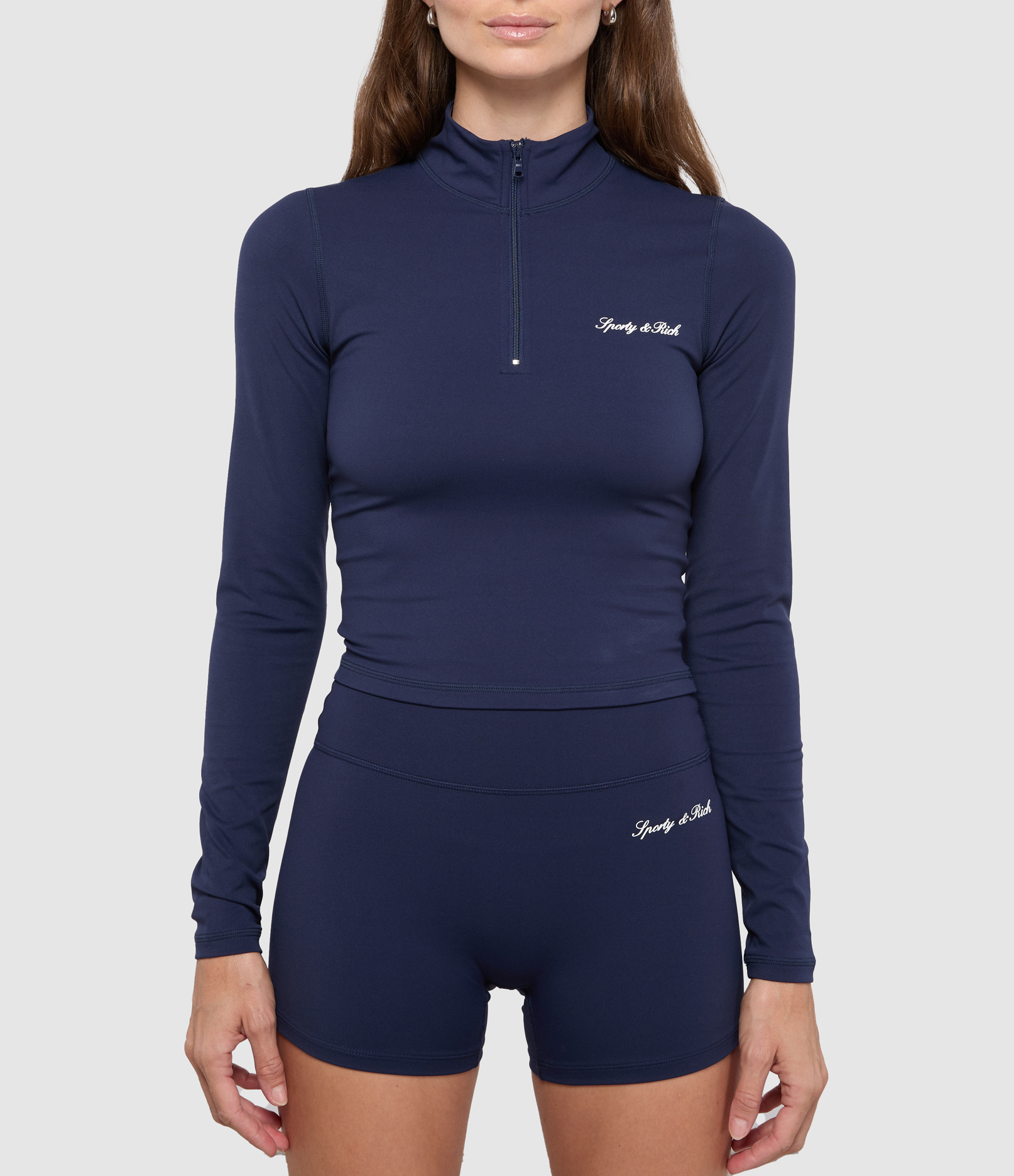 Signature Logo Sports Quarter-Zip Top – Dark Navy