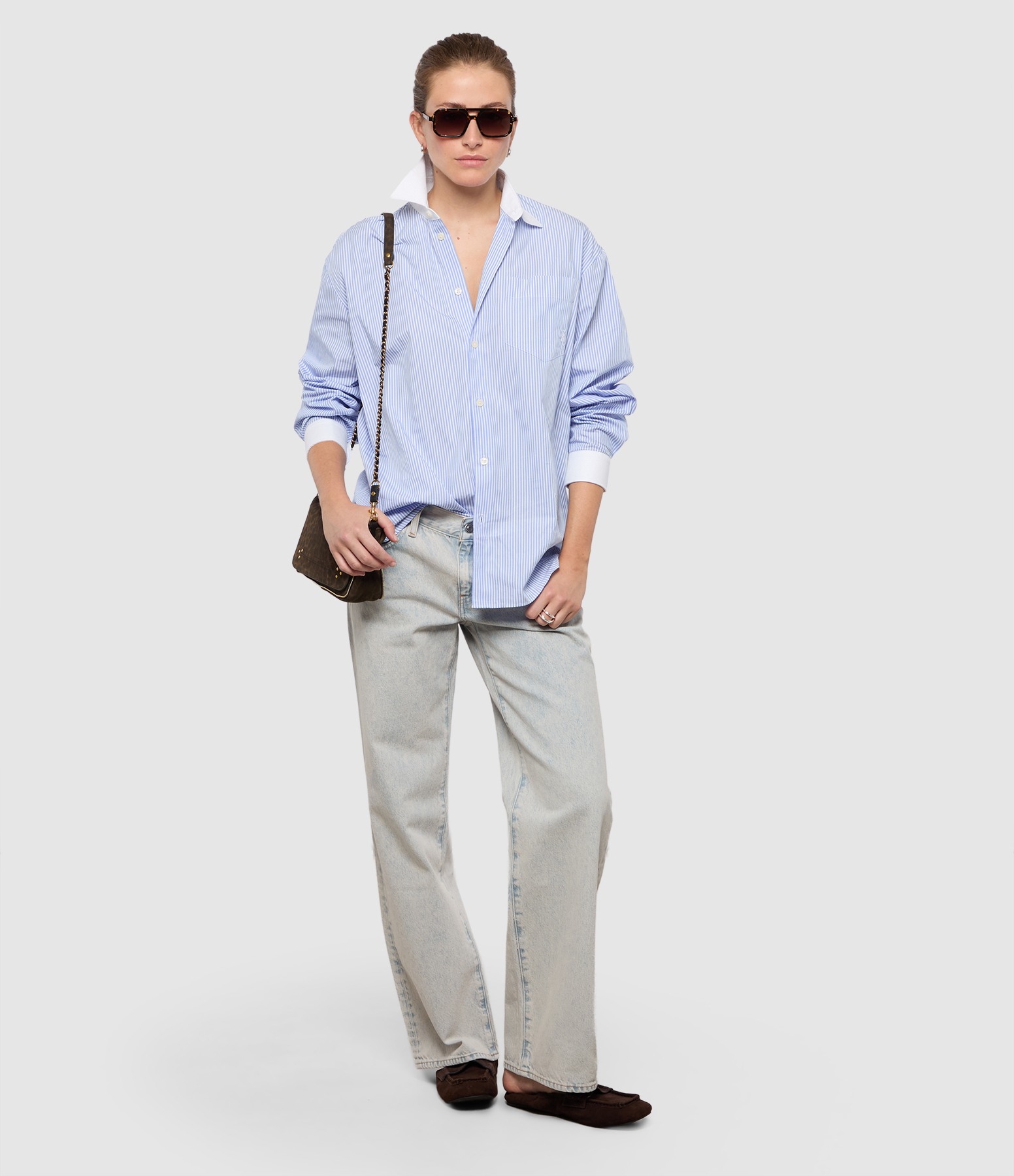 Src Oversized Blue Striped Shirt