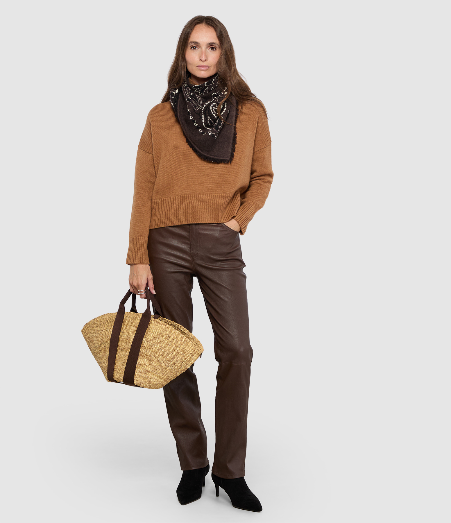 Milk Chocolate 5-Pocket Ankle Trousers
