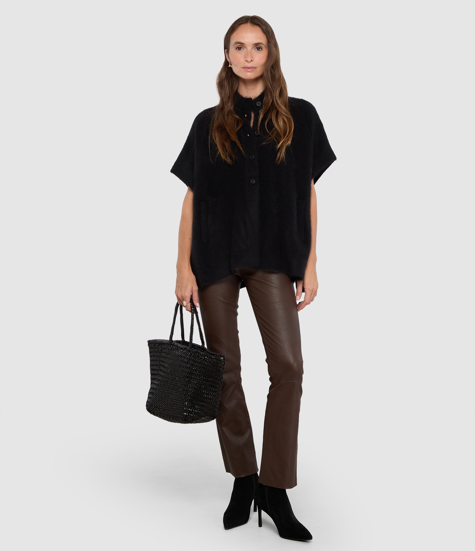 Milk Chocolate Ankle-Length Flare Trousers