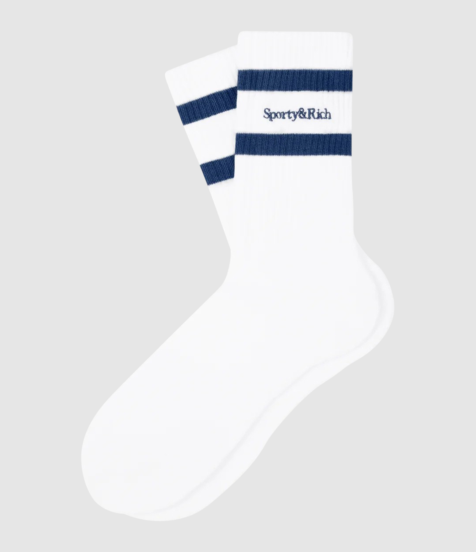 Serif Logo White Light Navy Socks