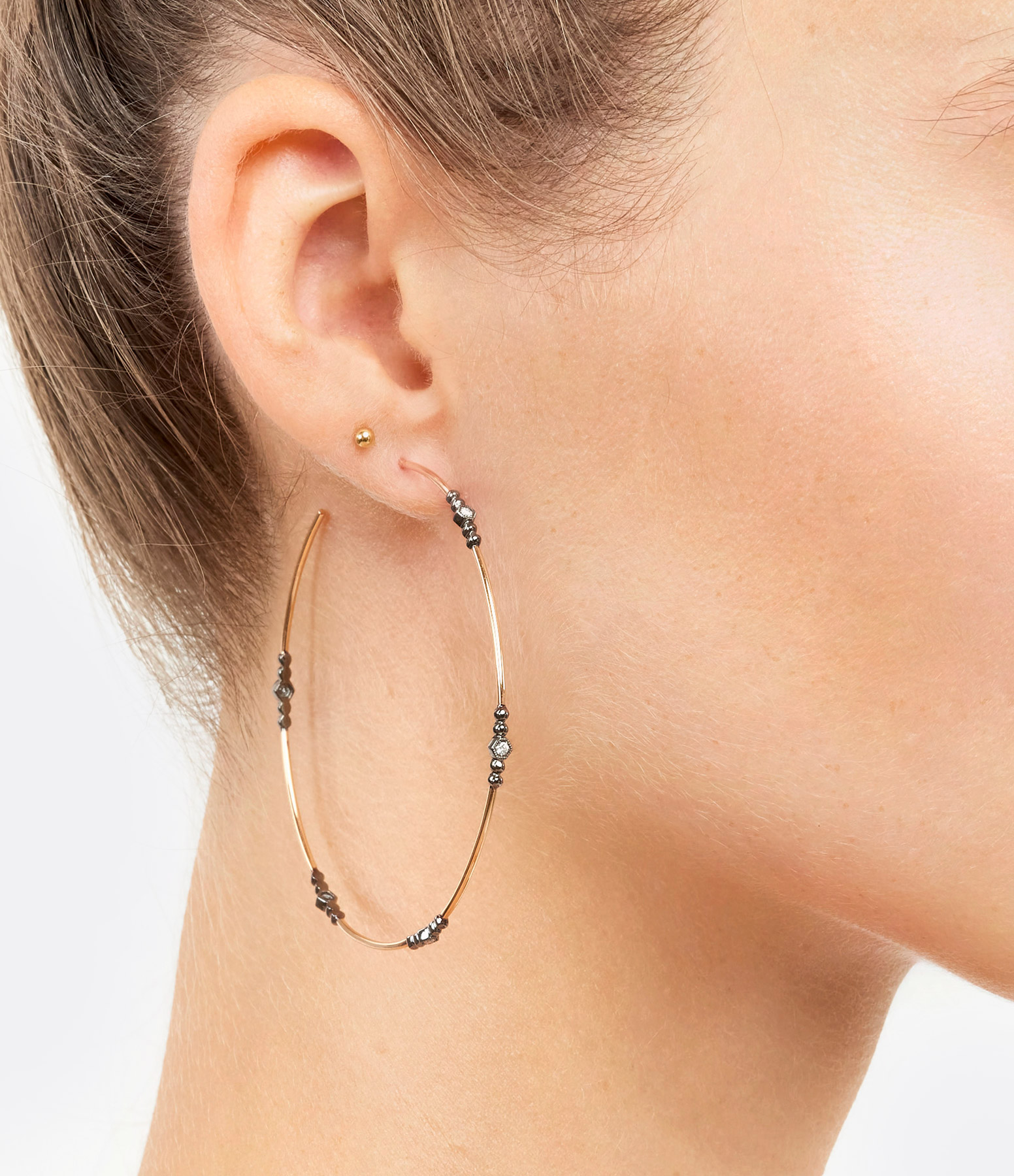 Charming Gold and Diamond Hoop Earrings