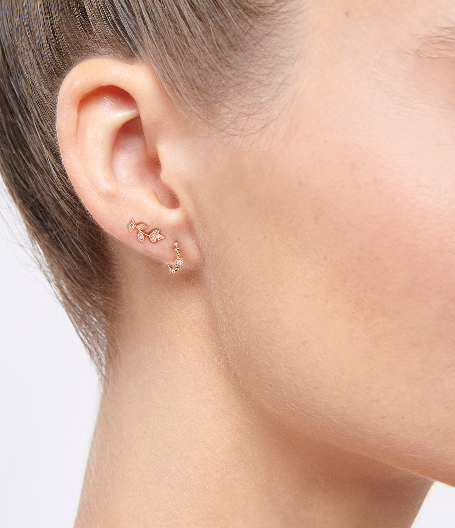 Charming Mini Creole Earring in Gold and Diamonds (sold individually)