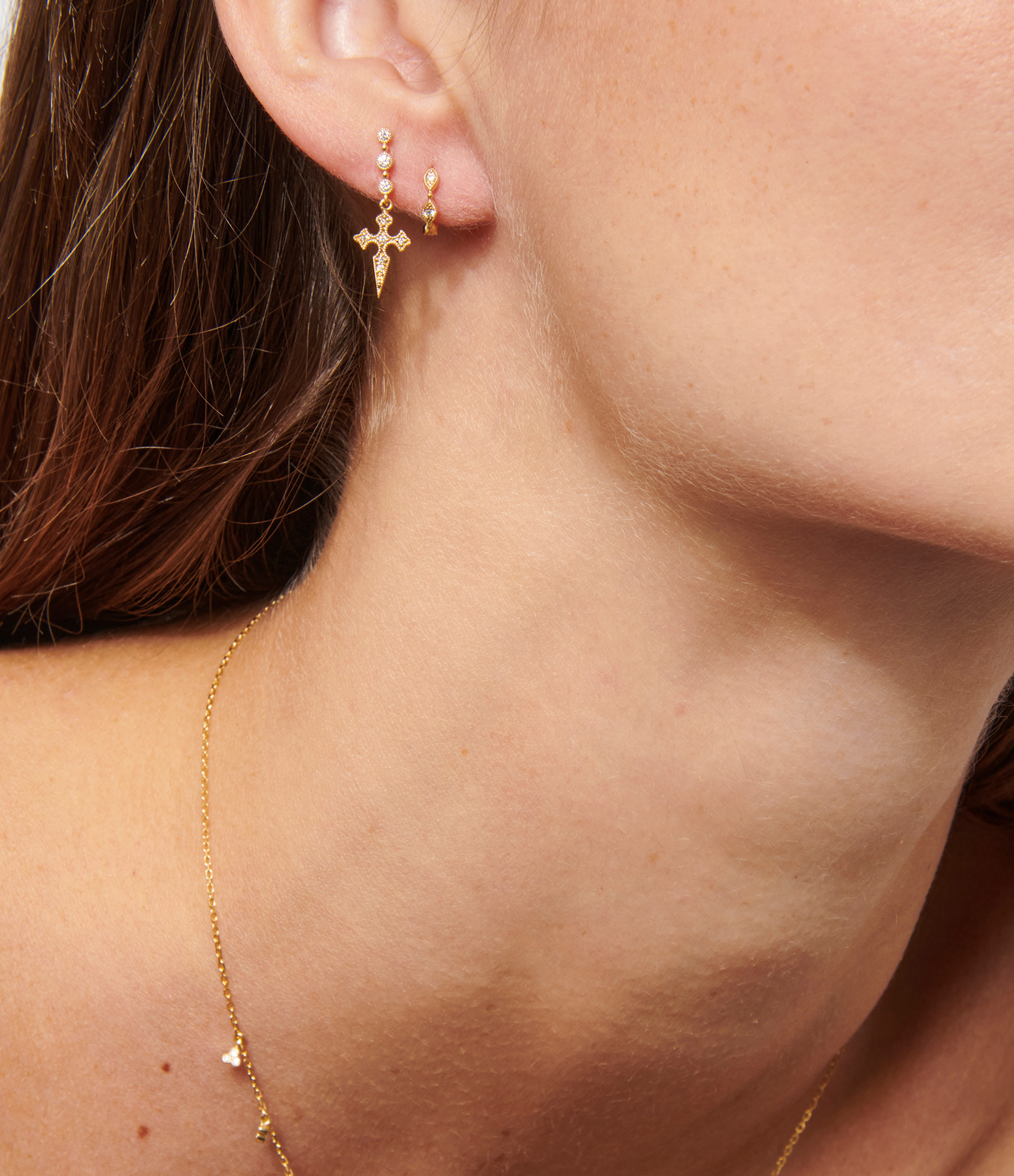 Yasmine Gold and Diamond Mini Creole Earring (sold individually)
