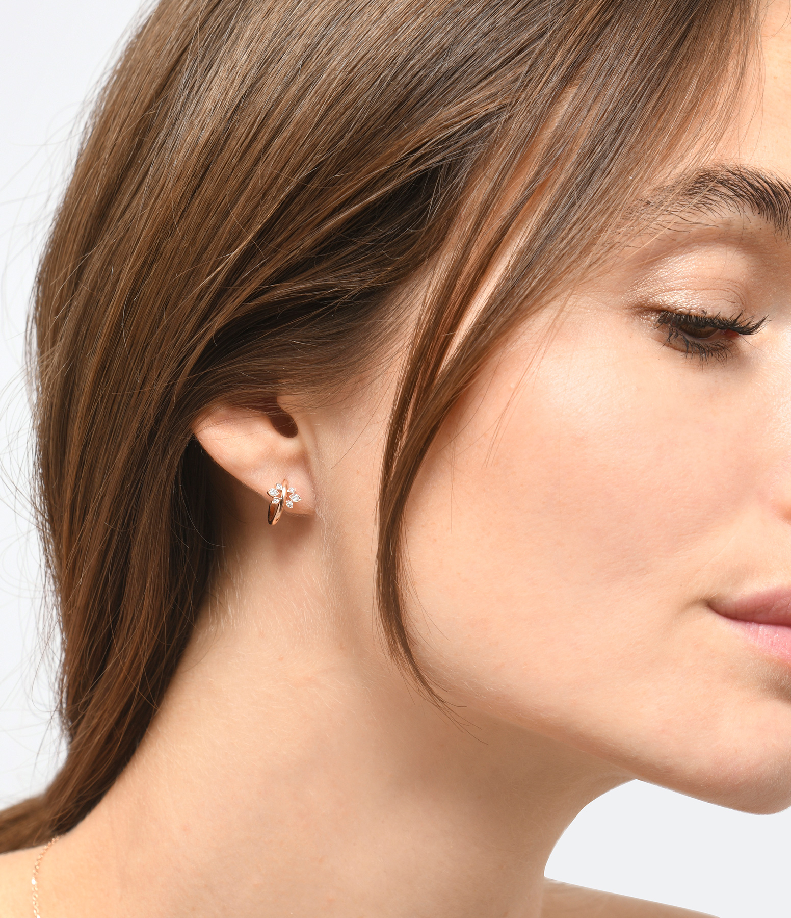 Mini Creole Earring in Nude White Gold with Diamonds (Sold individually)