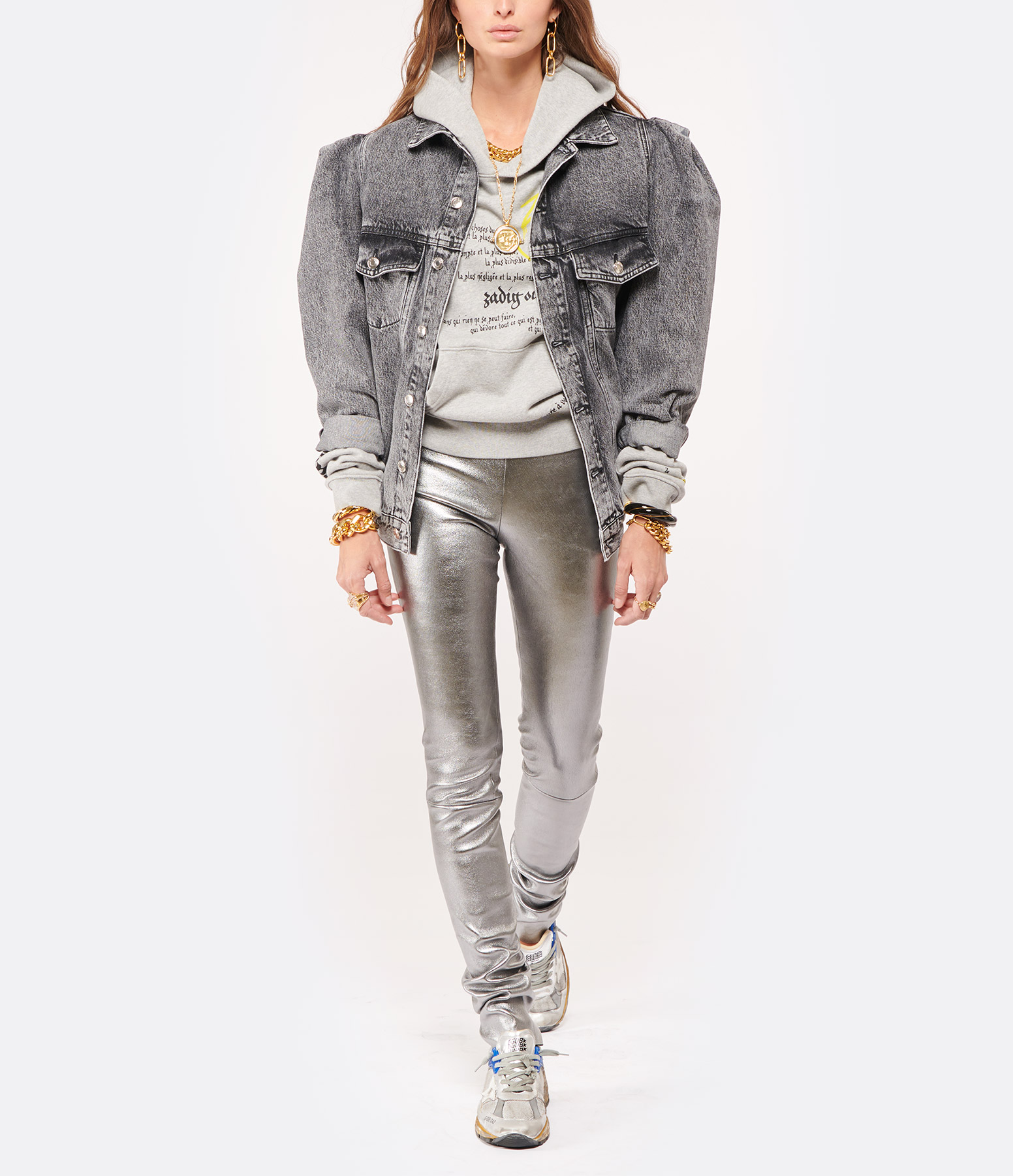 Jo Agneau Regular Steel Patterned Trousers
