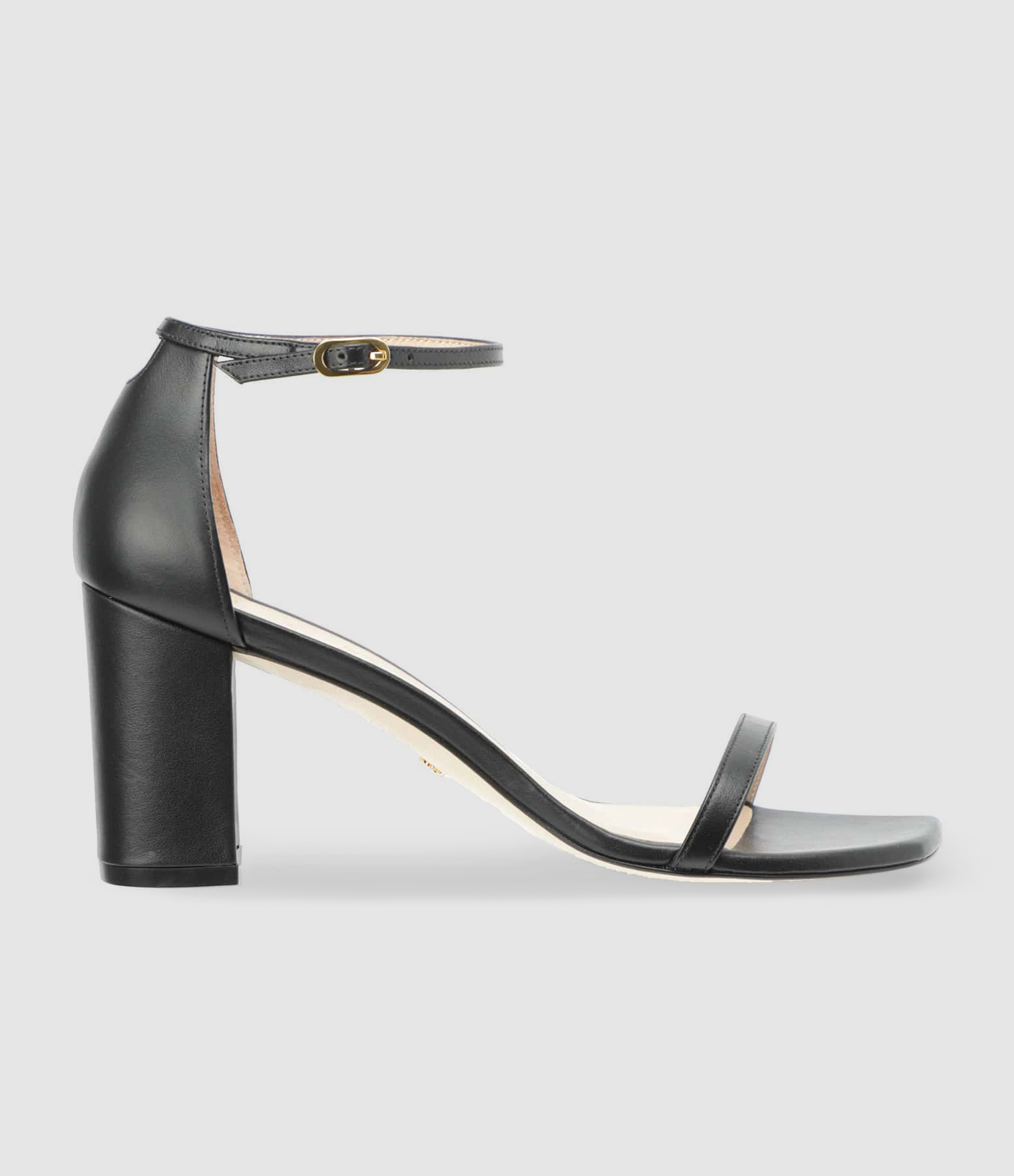 Amelina Block Black Leather Sandals