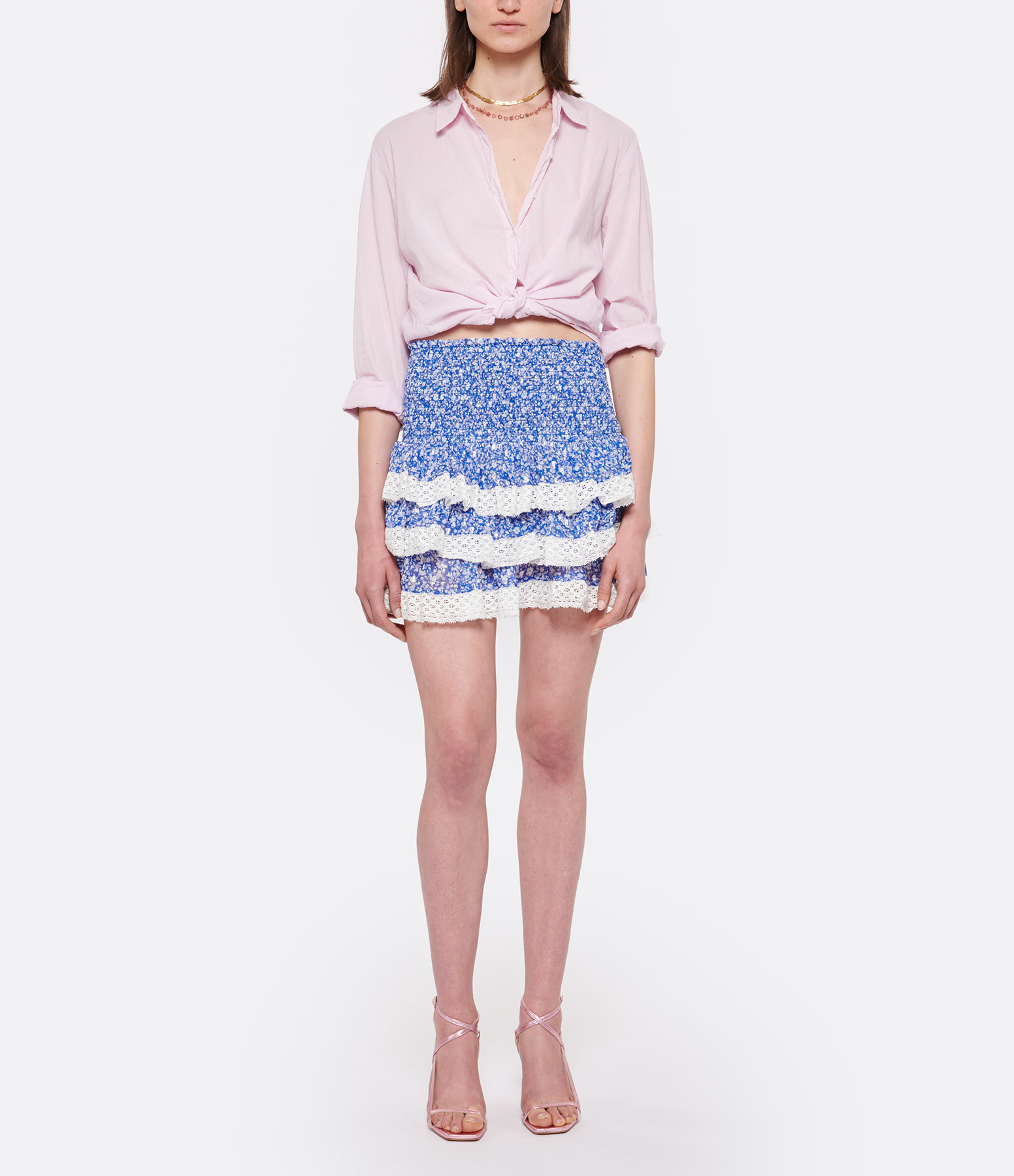 Anastasia Short Skirt with Ruffles – Blue