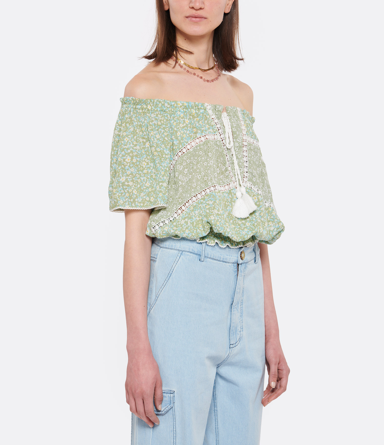 Arianna Floral Khaki Crop Top