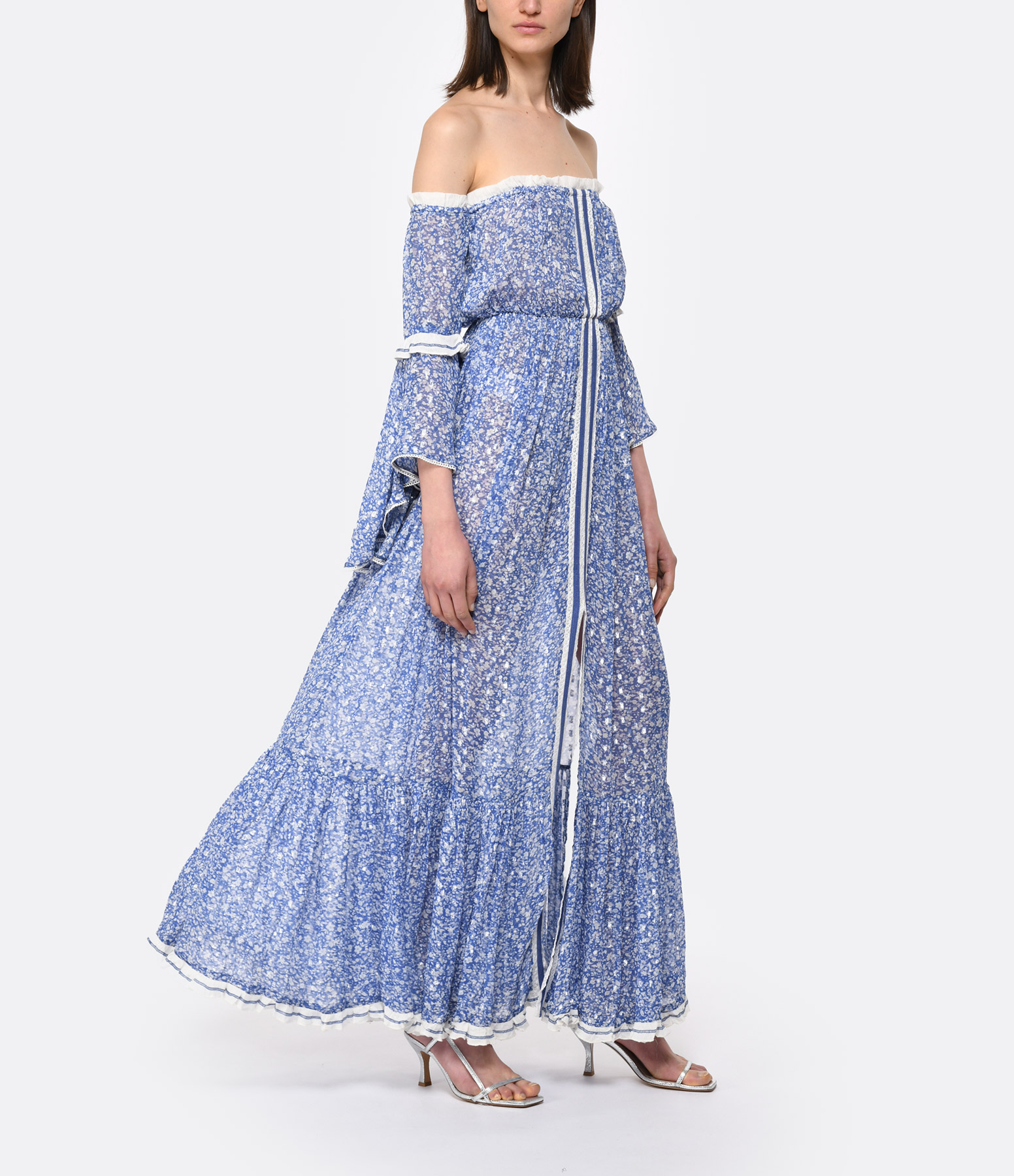 Evana Off-the-Shoulder Long Dress – Blue