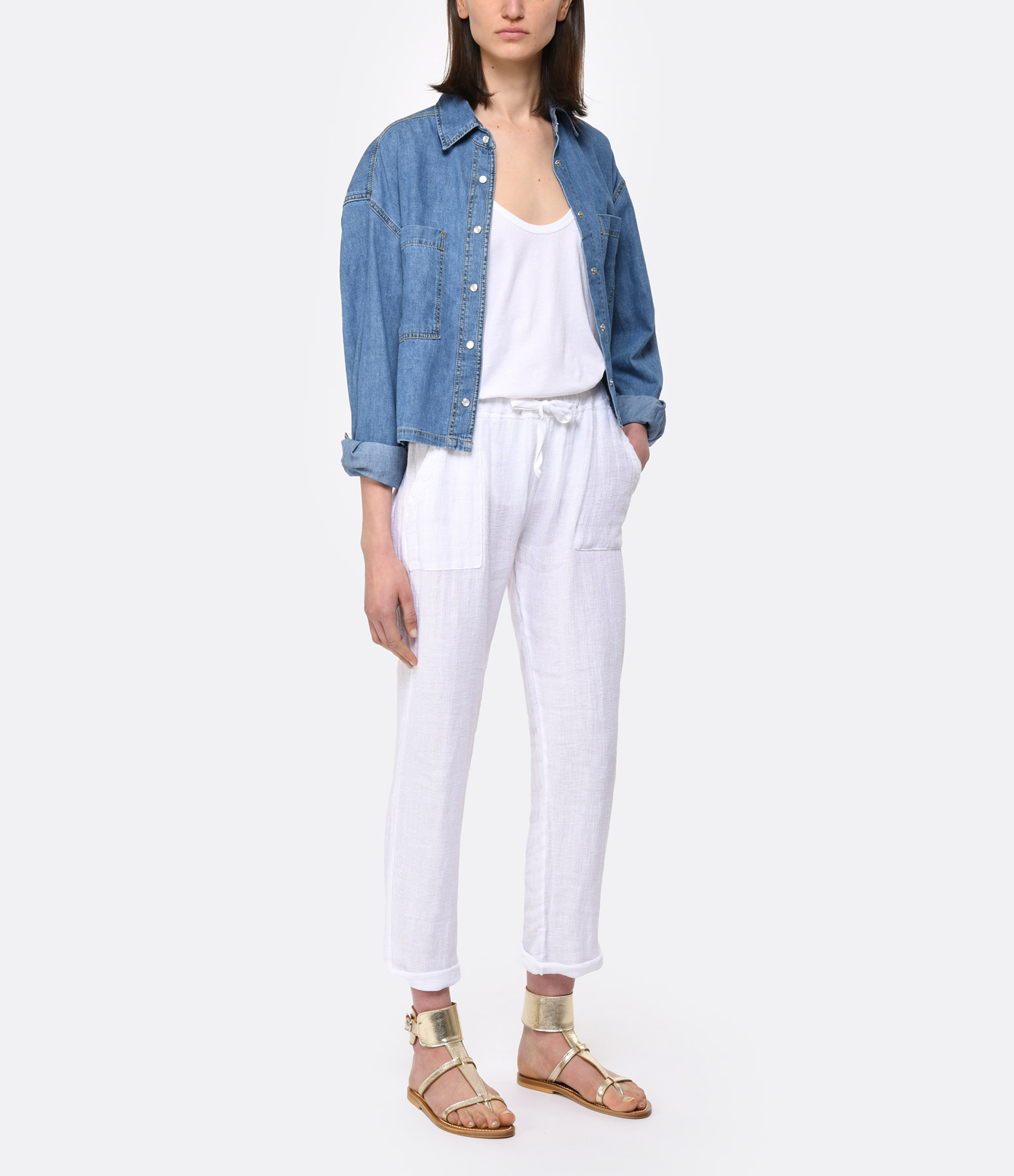 White Linen Commando Trousers