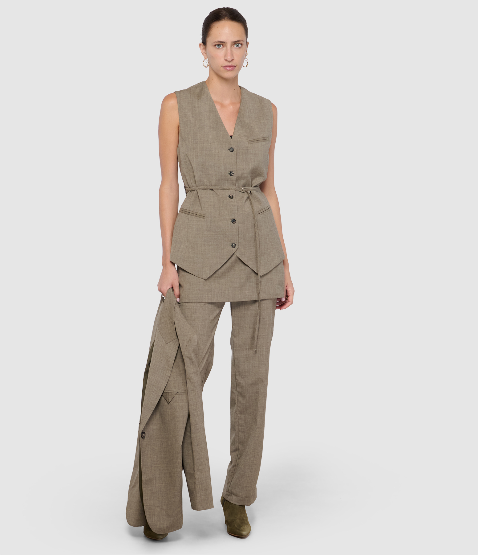 Detachable Skirt Trousers – Sage Green