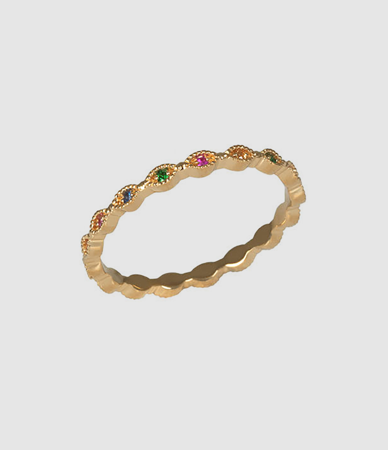 Mini Eye Ring with Multicoloured Sapphire, Yellow Gold