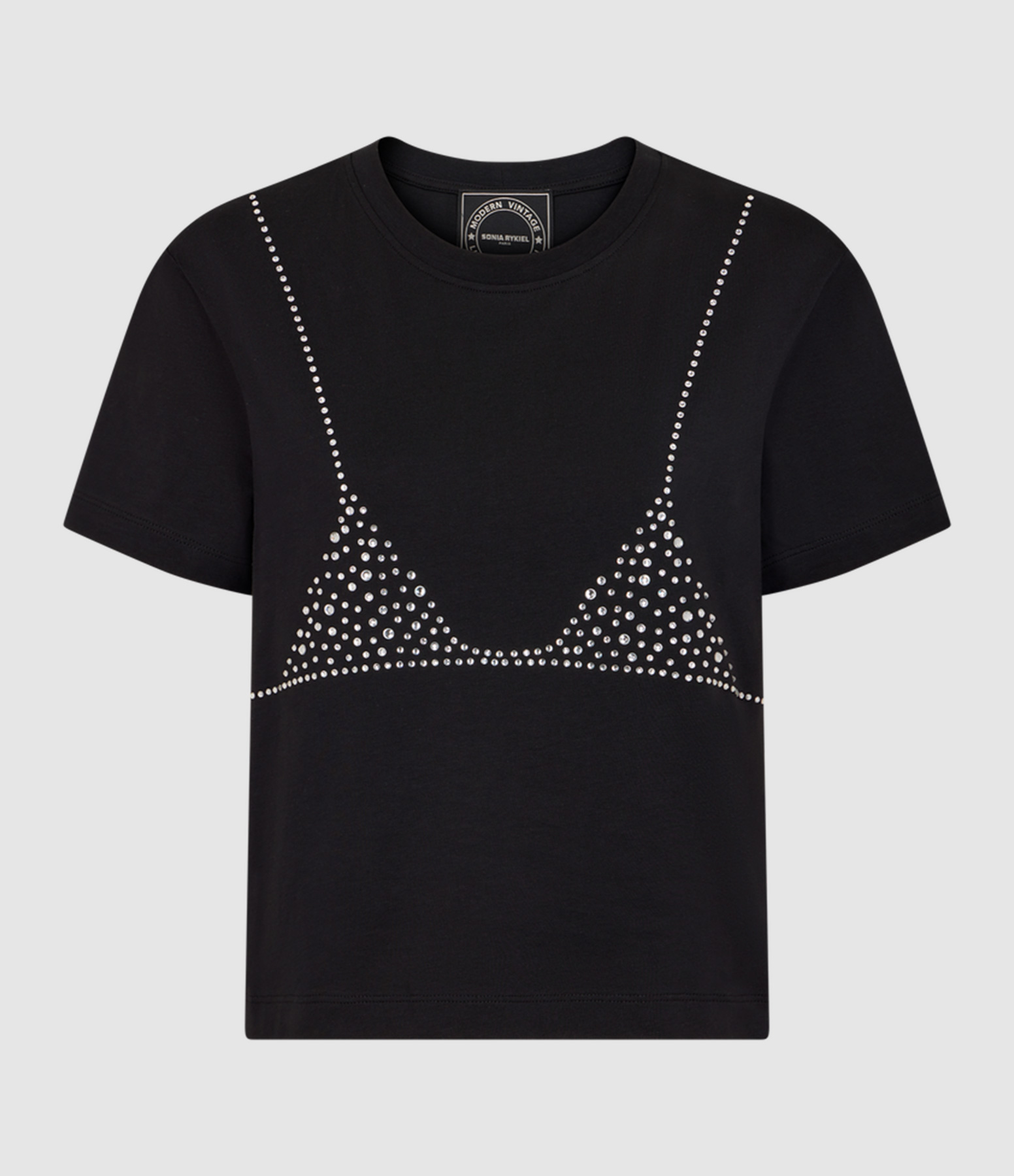 Black Trompe L'Oeil Rhinestone T-shirt