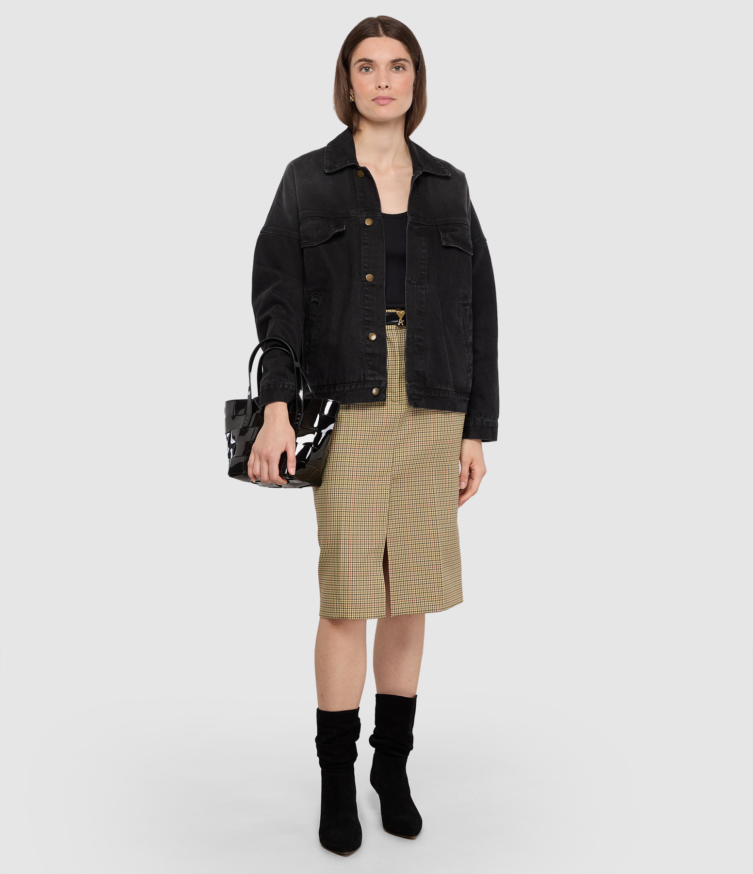 Camden Camel Check Skirt